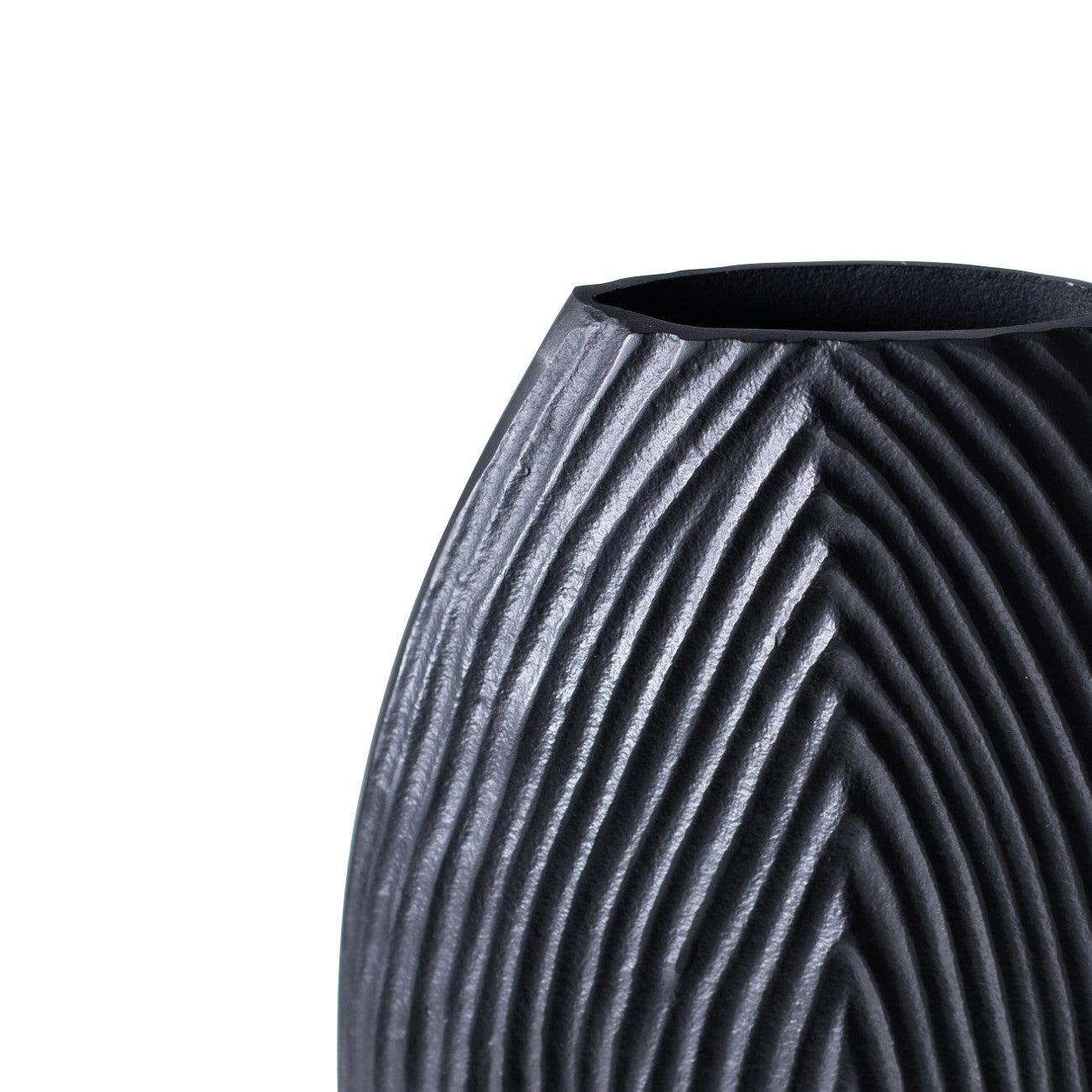 Darsa Ridged Black Vase