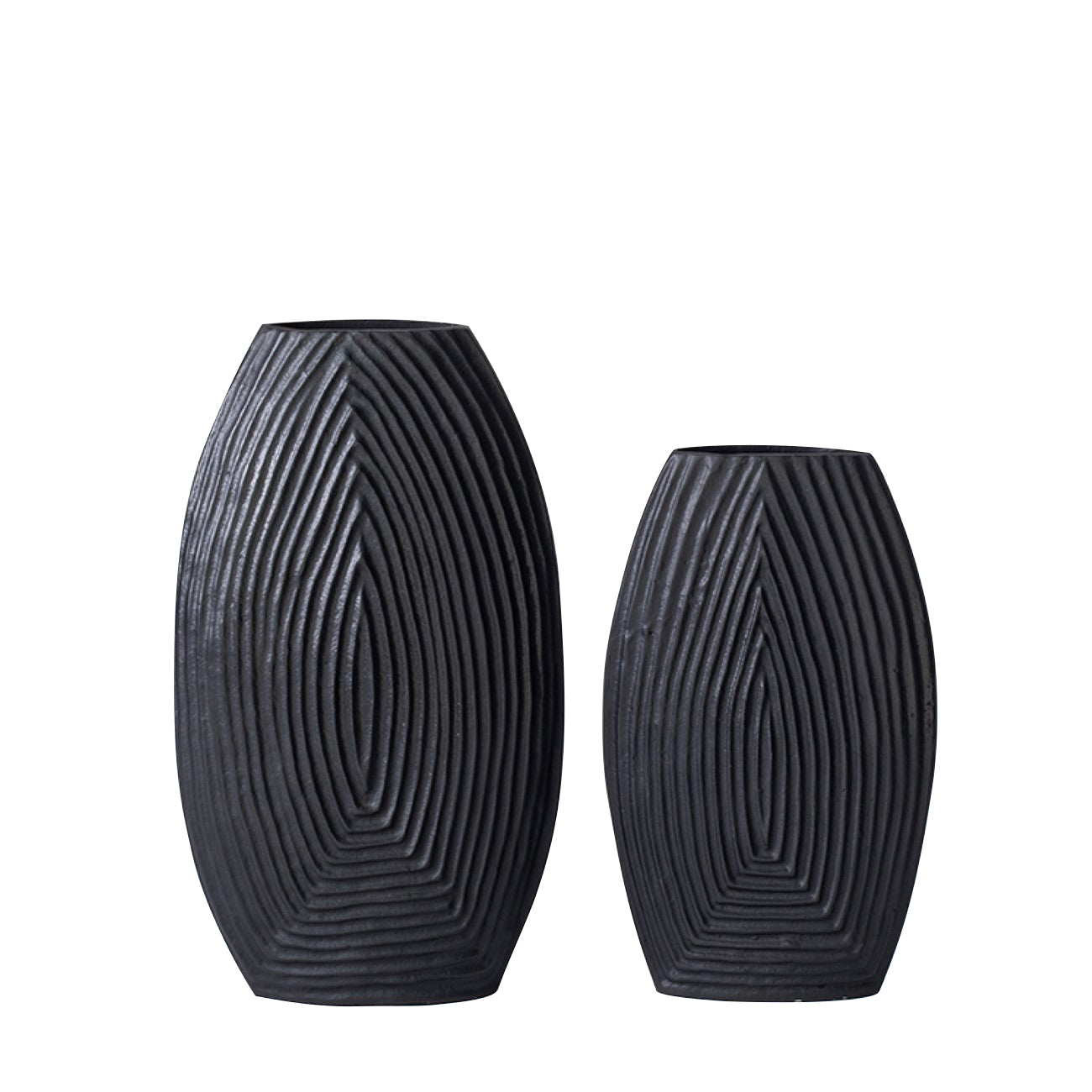 Darsa Ridged Black Vase