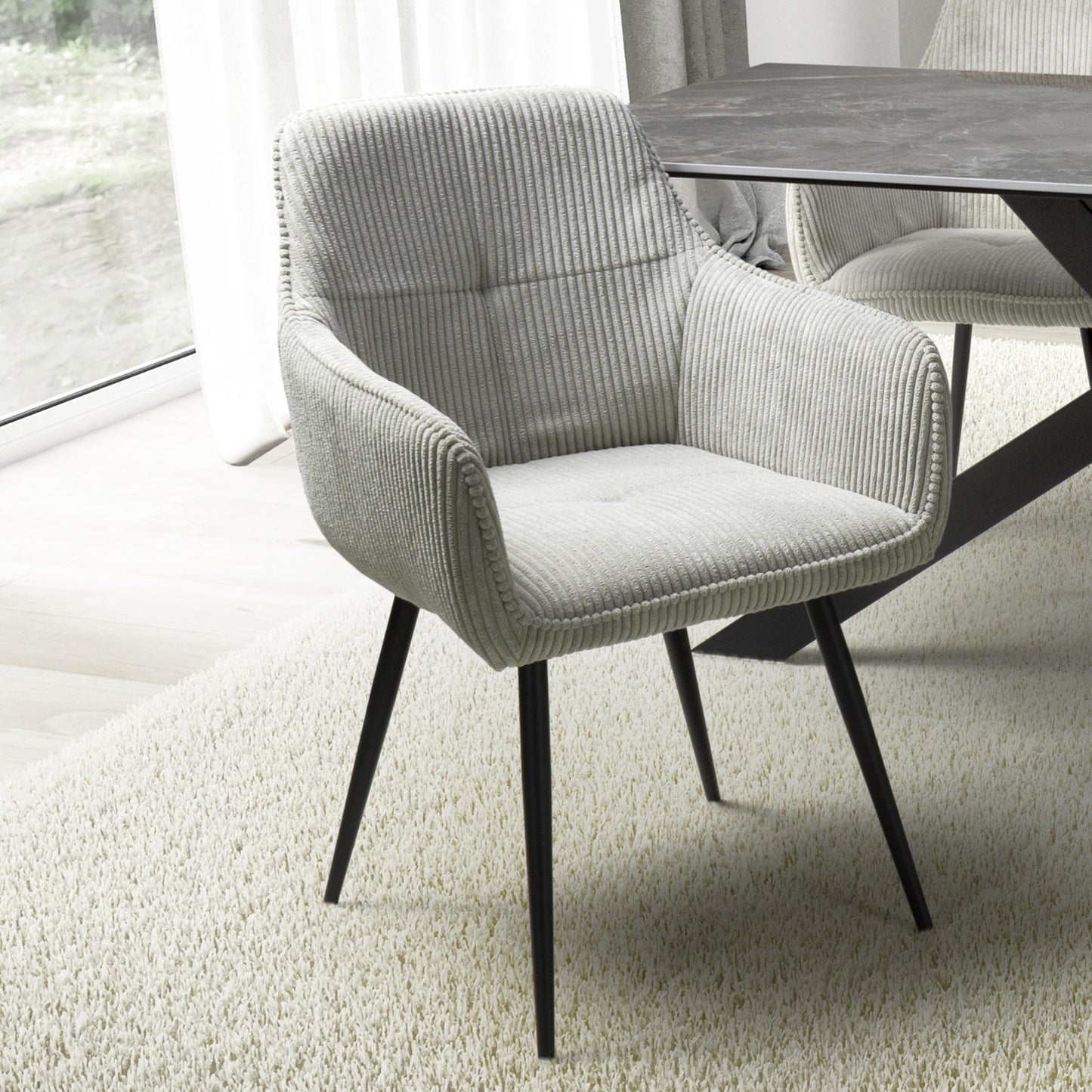 Rotana Round White & 4 Denver Dining Set