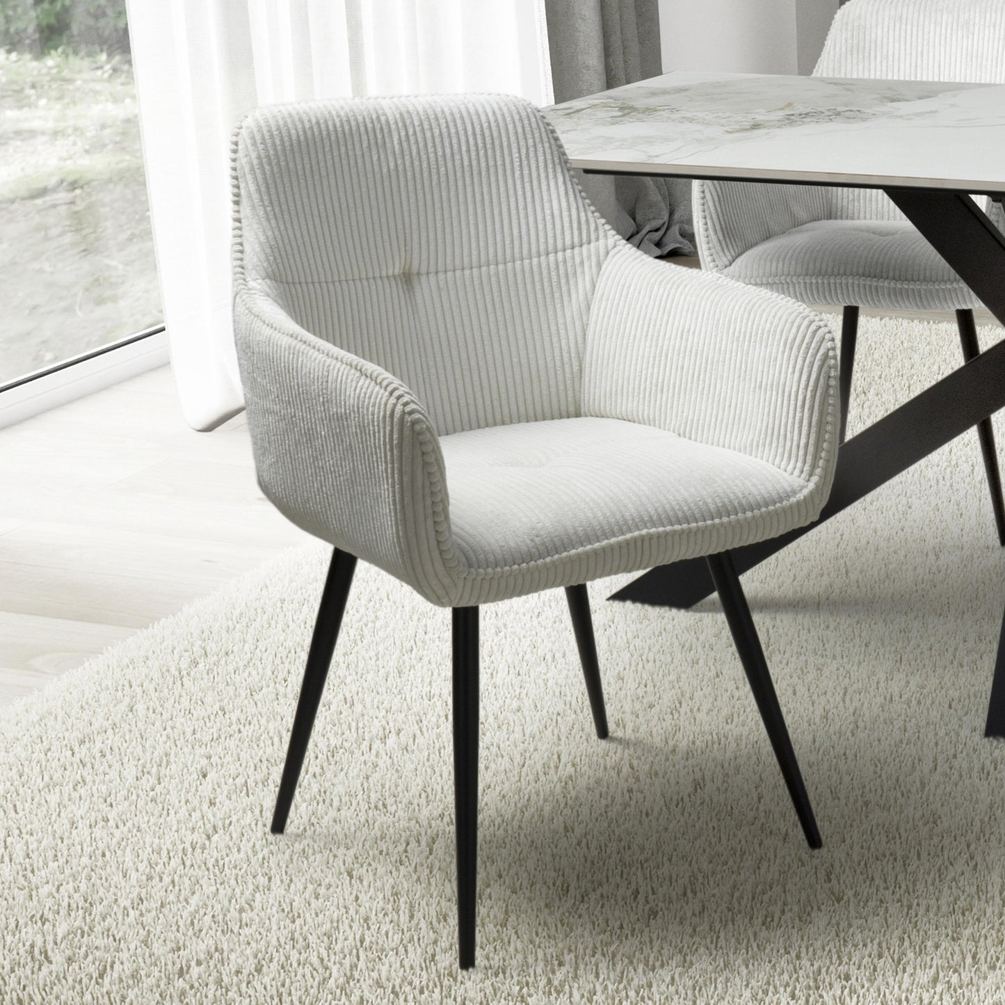 Rotana Round White & 4 Denver Dining Set