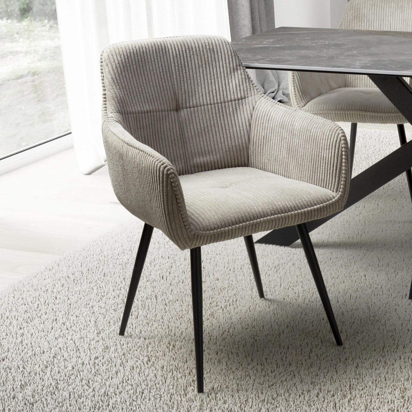 Rotana Round White & 4 Denver Dining Set