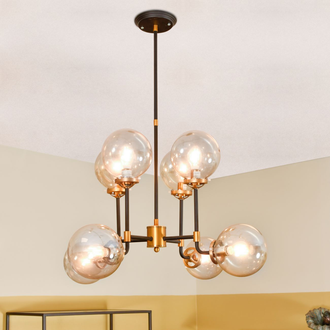 Mercer Glass Bubble Black And Brass Chandelier - E14 25W