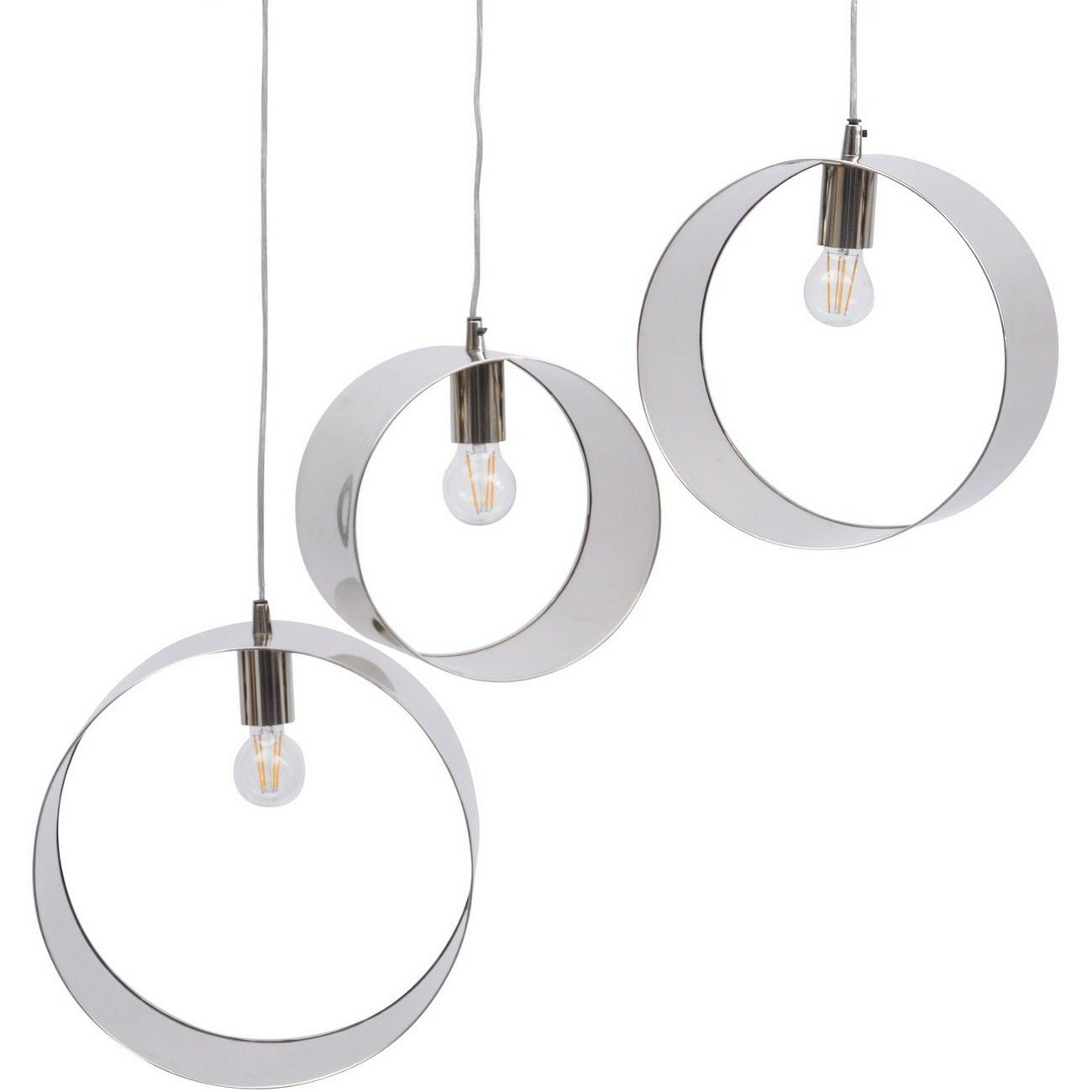Ara Set Of 3 Silver Ring Pendants E27 60W 3