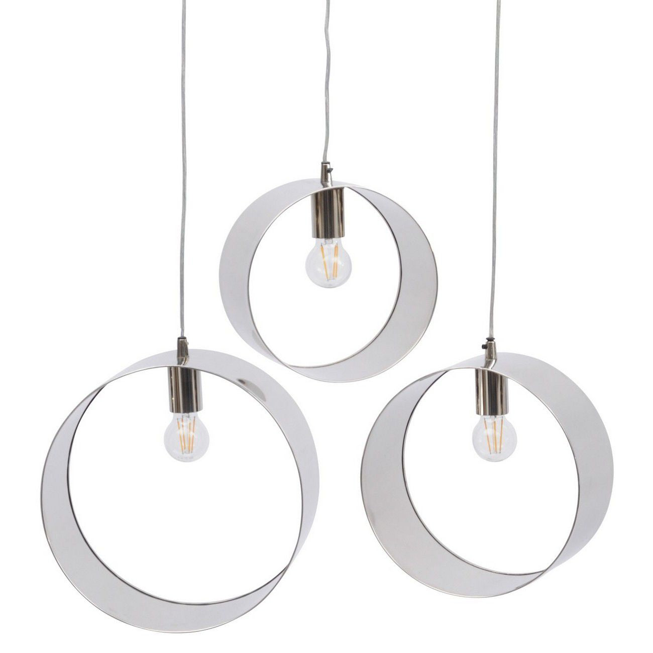 Ara Set Of 3 Silver Ring Pendants E27 60W 3