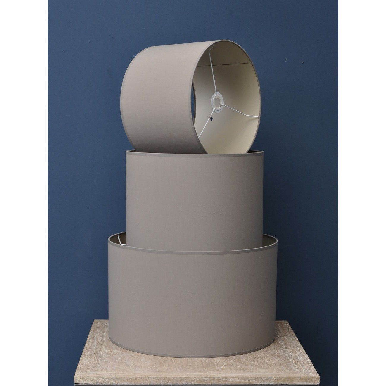 Taupe and Champagne Lined Drum 14" Lampshade