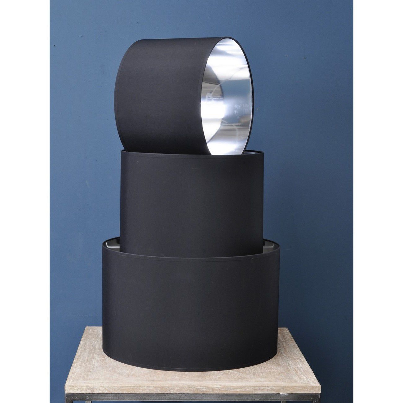Black and Silver Lined Drum 16" Lampshade