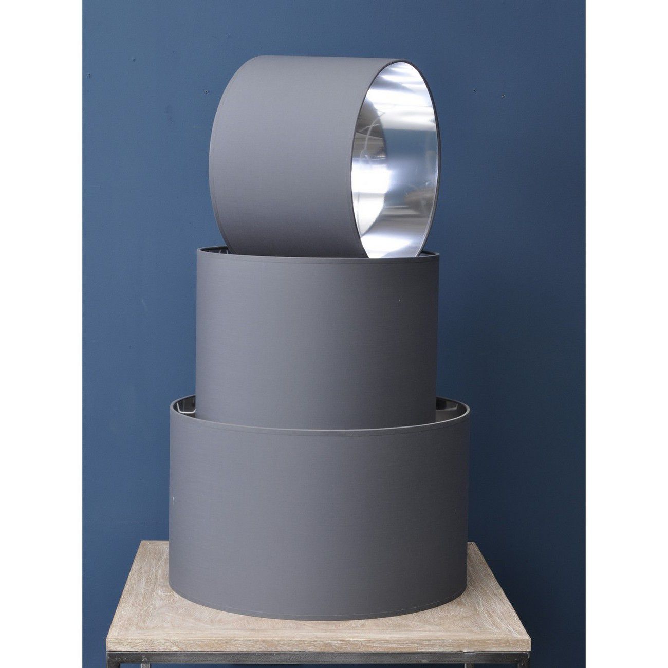 Grey and Silver Lined Drum 20" Lampshade