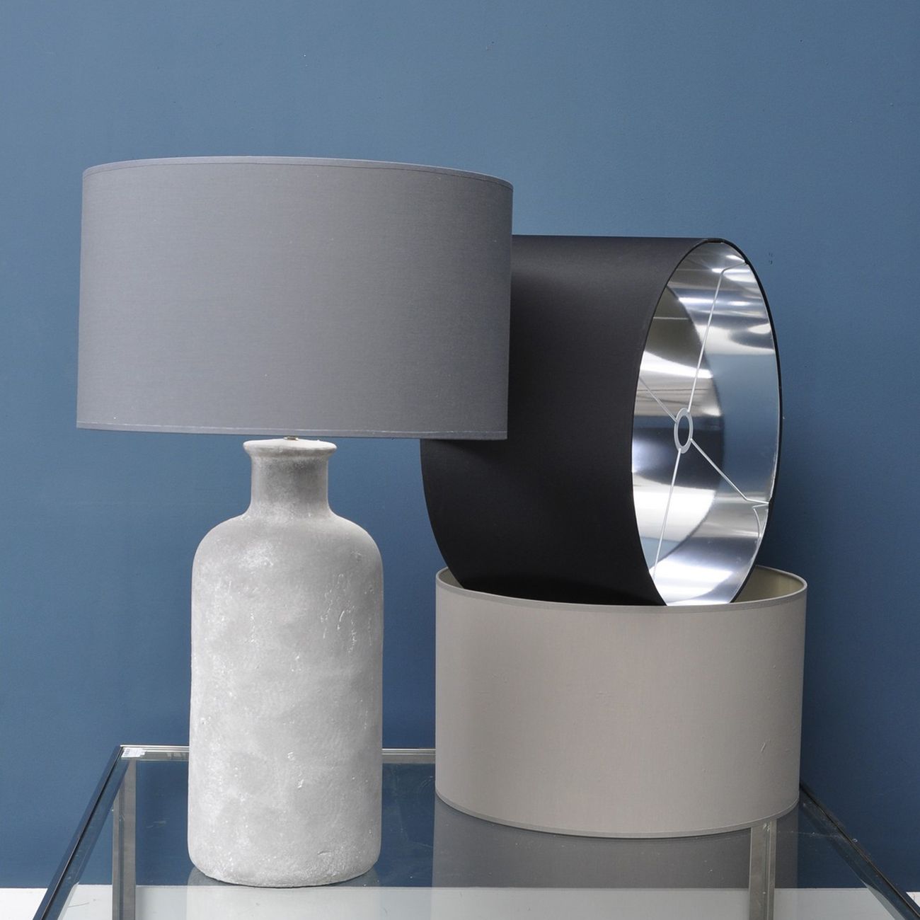 Black and Silver Lined Drum 20" Lampshade