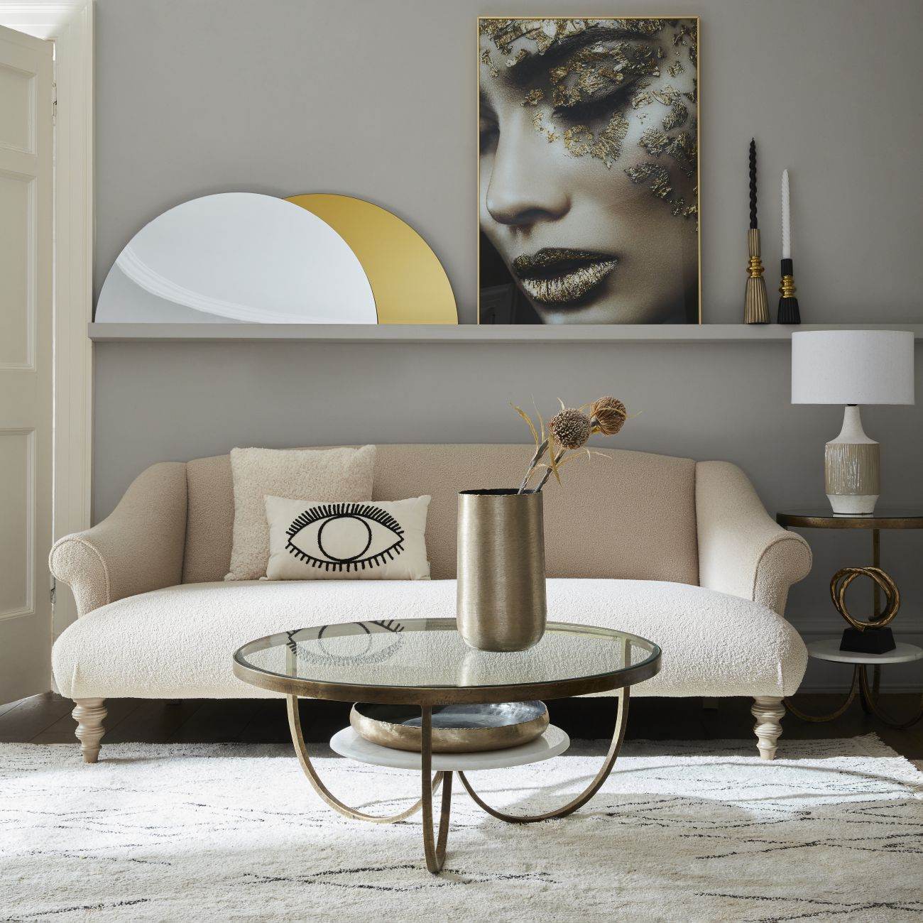 Nolita White Marble And Antique Gold Iron Coffee Table - Pak Tao