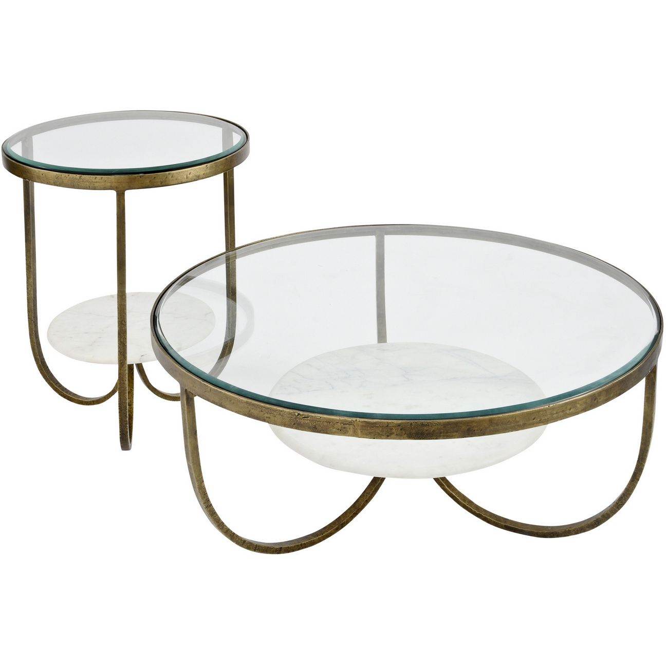 Nolita White Marble And Antique Gold Iron Coffee Table - Pak Tao
