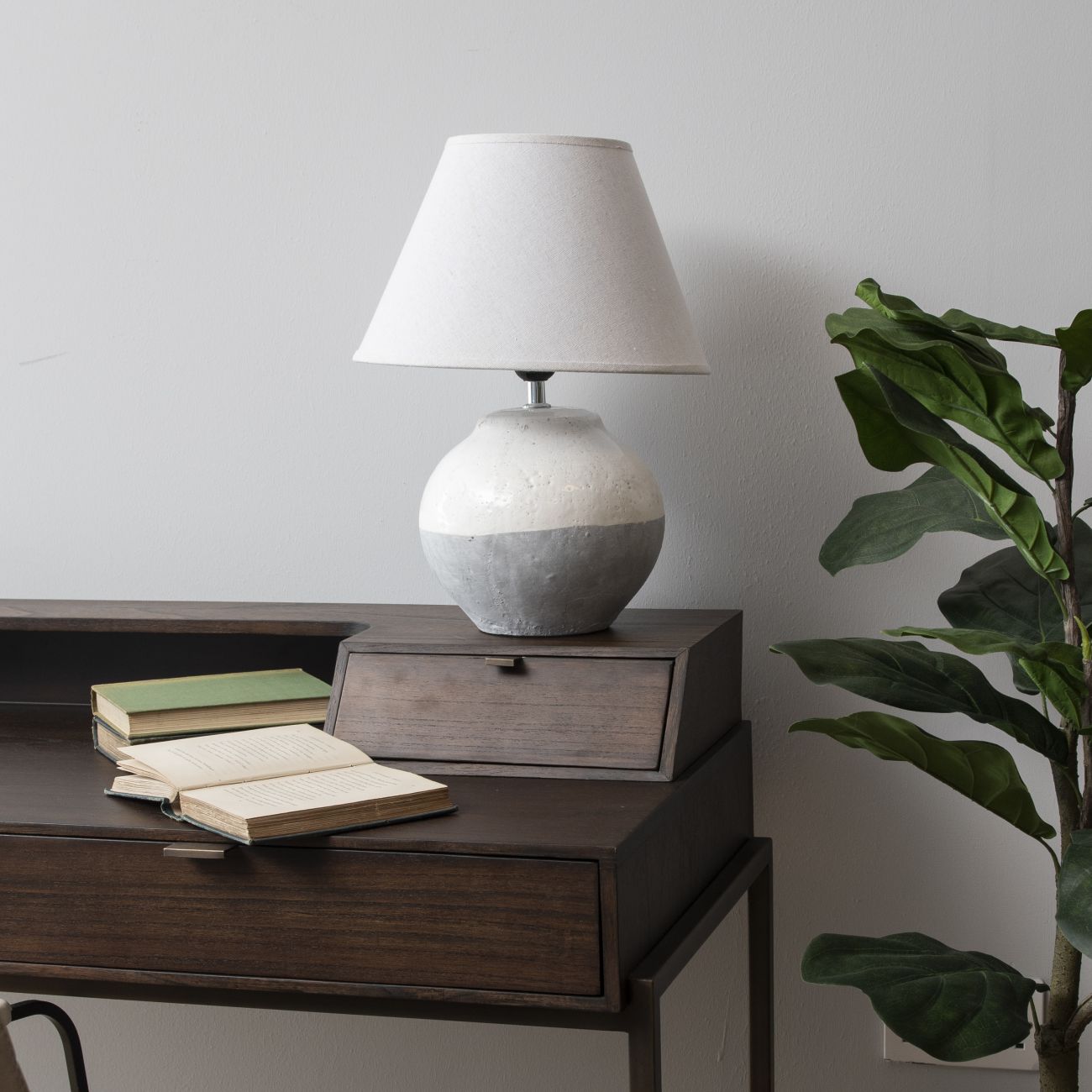 Skyline Grey Cream slub shade Small E27 60W