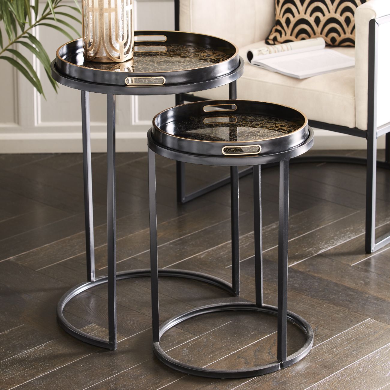 Coral Design Set of 2 Side Tray Tables
