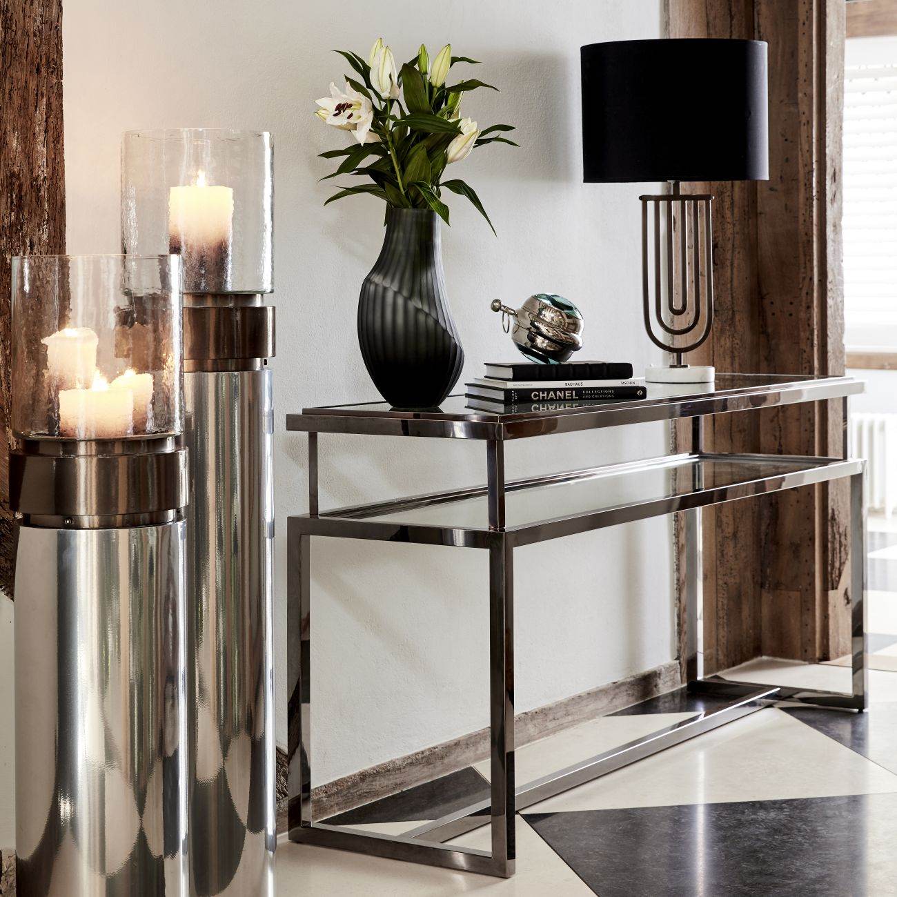 Belgravia Stainless Steel and Glass Console Table - Pak Tao