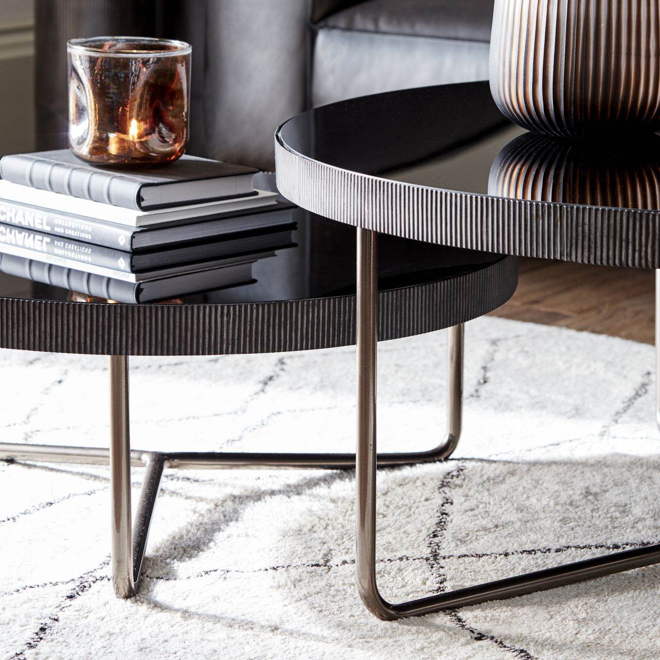 Knightsbridge Black Tinted Glass Round Coffee Table - Pak Tao
