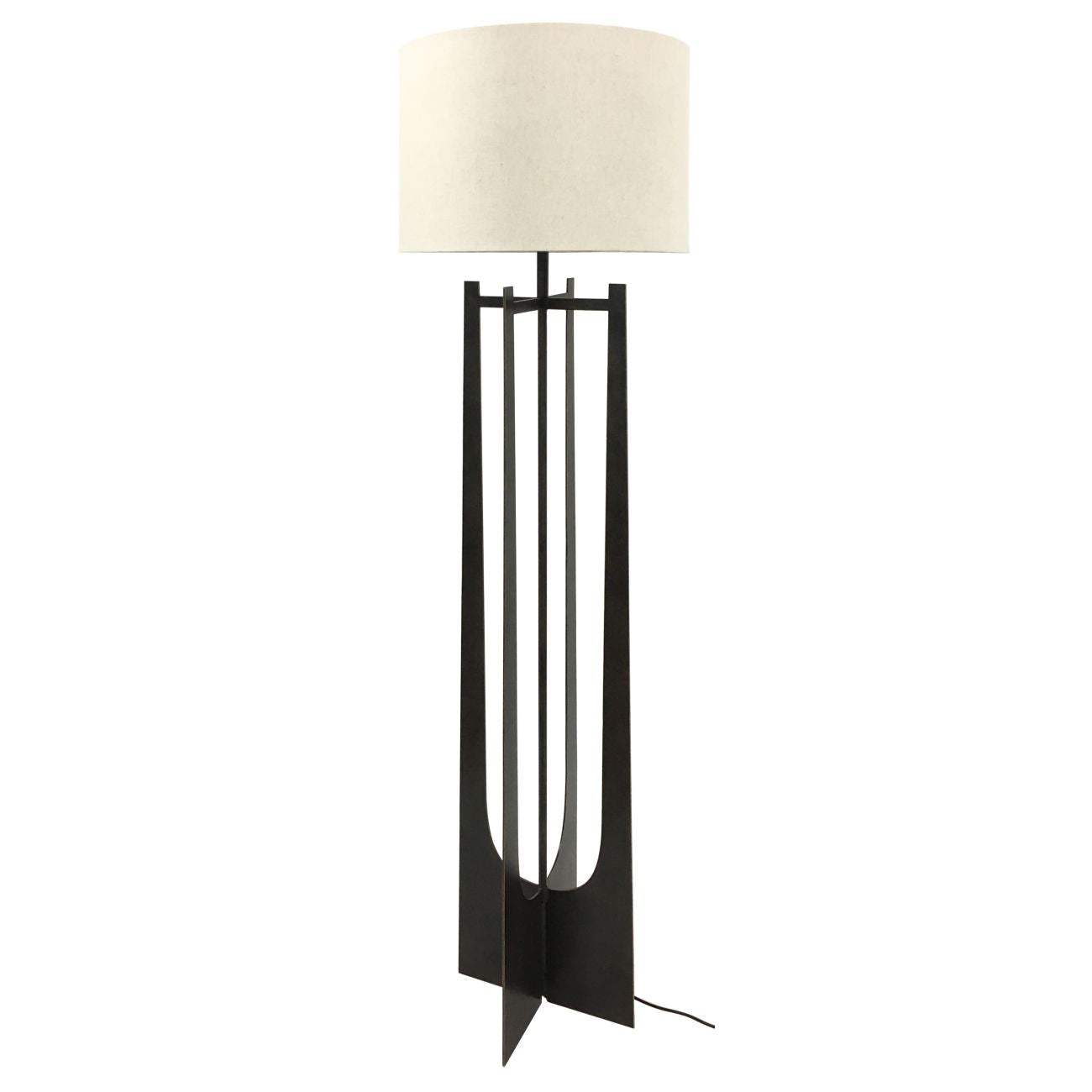 Glenthorpe Hammered Iron Floor Lamp Gilded Oak Finish - E27 60W