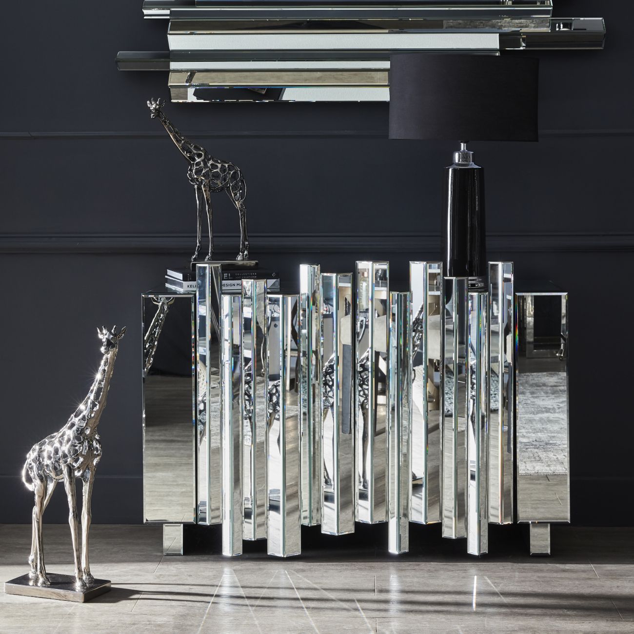 Courtney Black Nickel Hollow Giraffe 50cm Sculpture