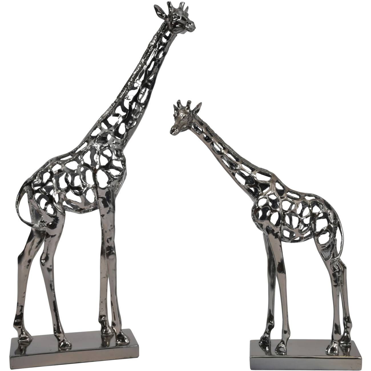 Courtney Black Nickel Hollow Giraffe 50cm Sculpture