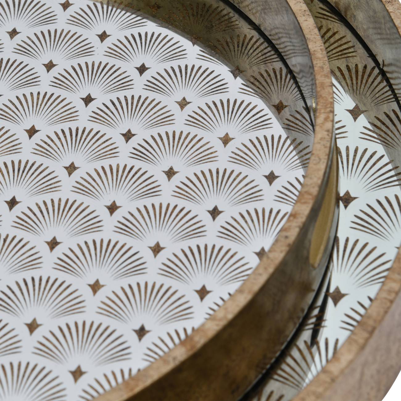 Deco scallop Antique Gold Set Of 2 Trays