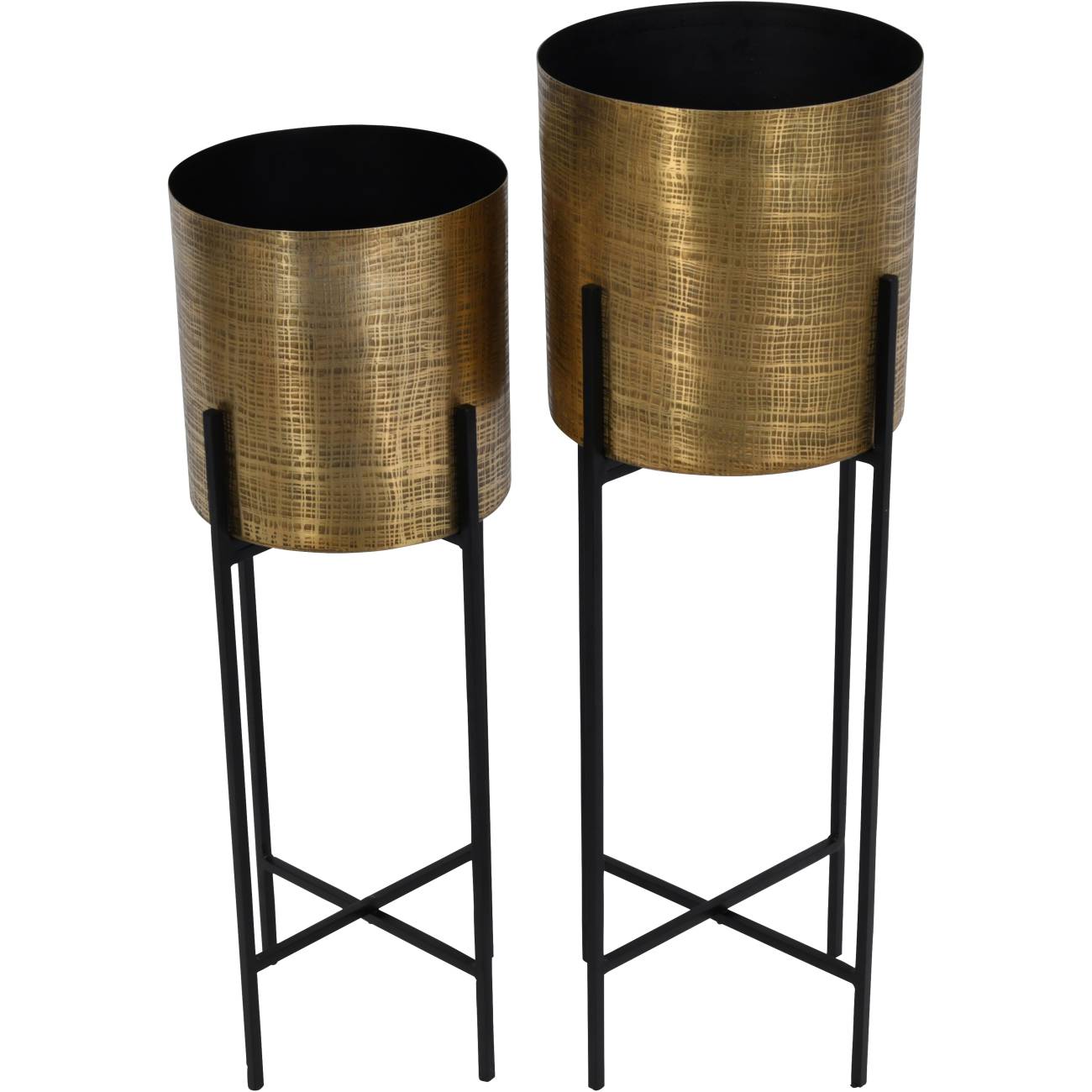 Clyde Floor Standing Brass Set of 2 Planters