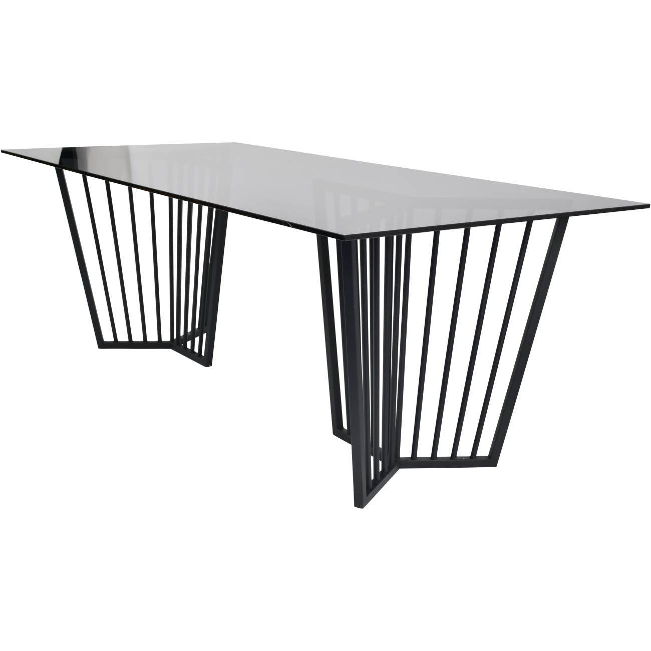 Abington Black Frame and Tinted Glass Dining Table - Pak Tao