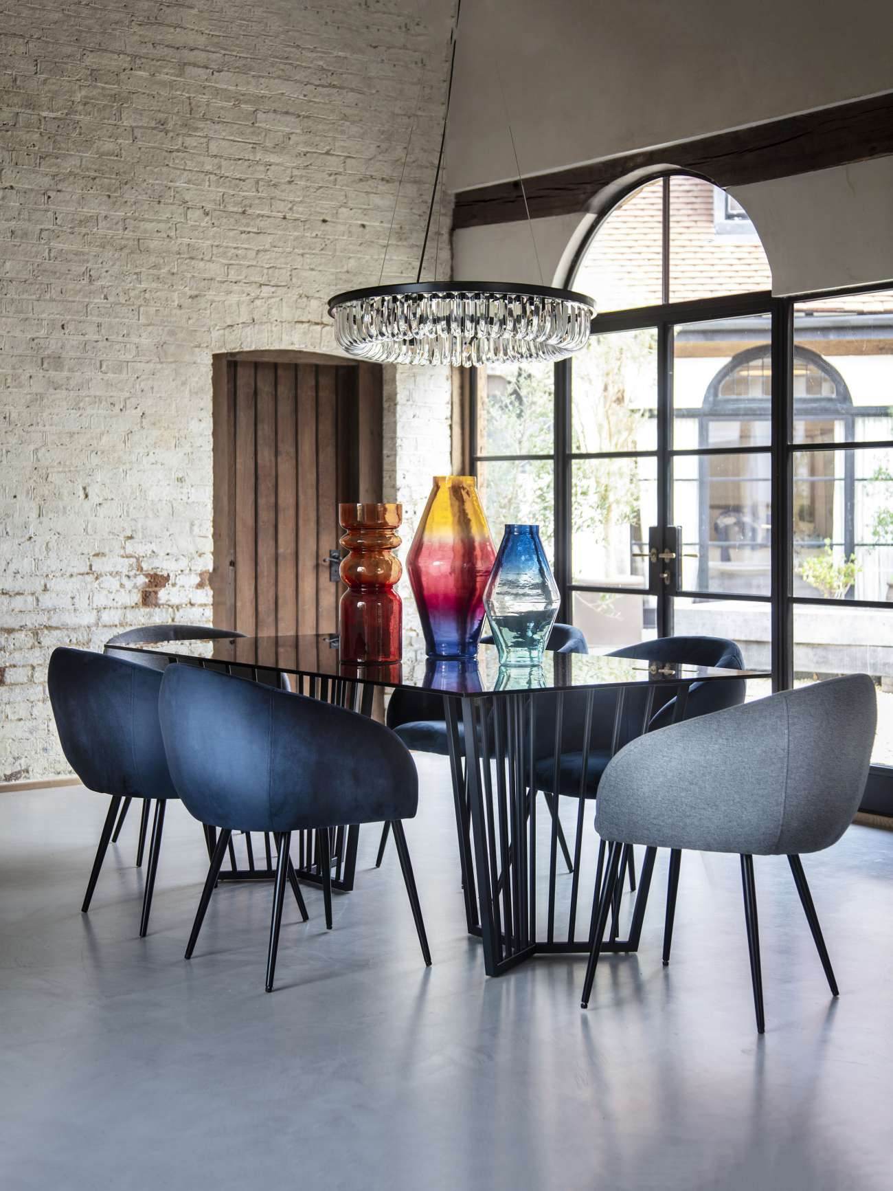 Abington Black Frame and Tinted Glass Dining Table - Pak Tao