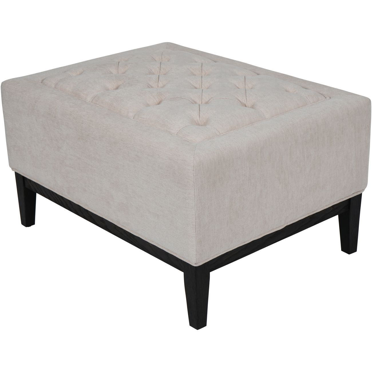 Theodore Buttoned Stool in Ivory Fabric 81x61x44.5cm