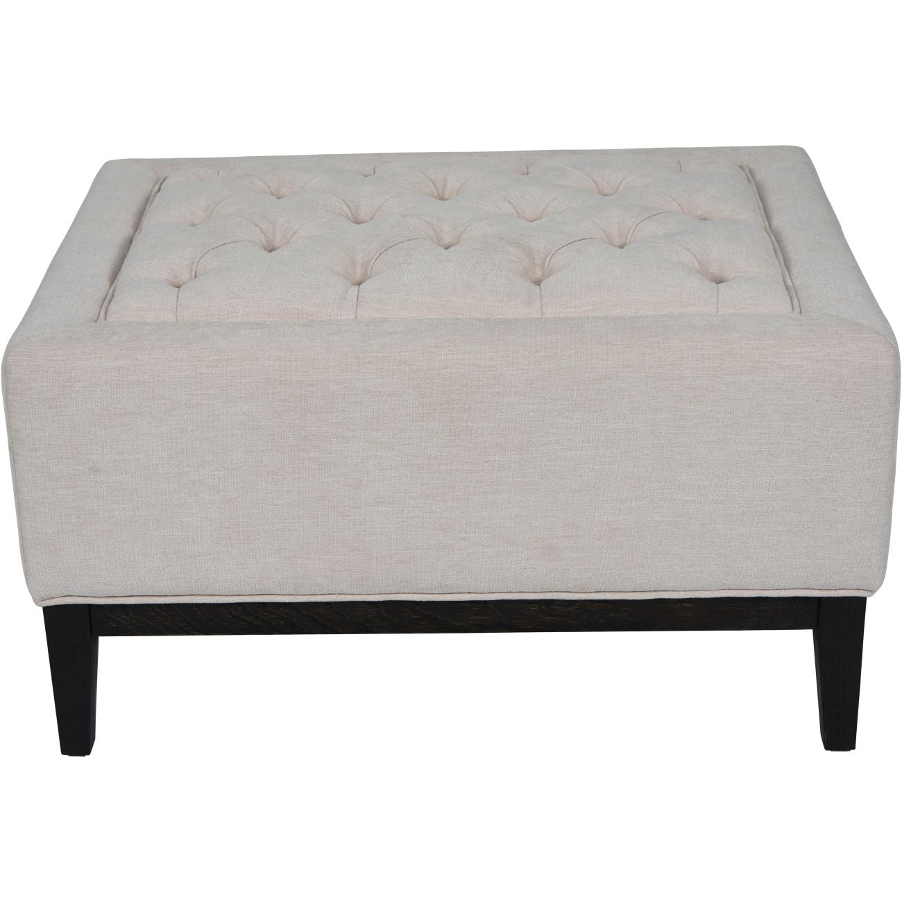 Theodore Buttoned Stool in Ivory Fabric 81x61x44.5cm