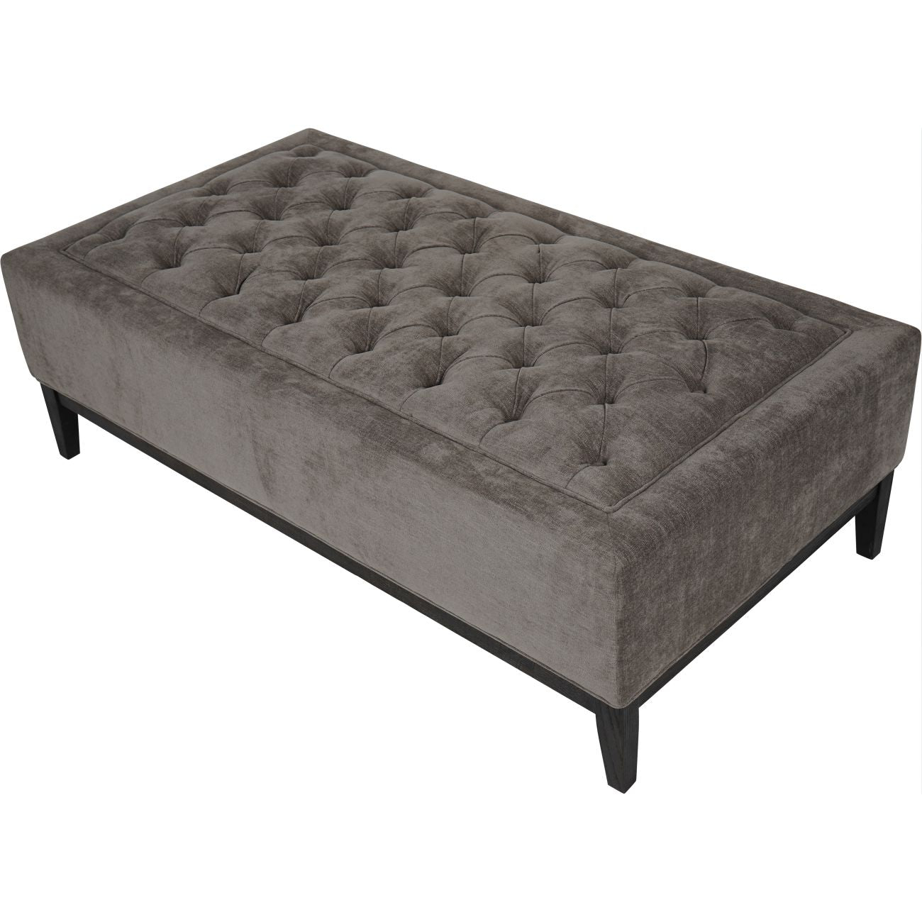 Theodore Buttoned XL Ottoman in Warm Grey Fabric 140x75cm