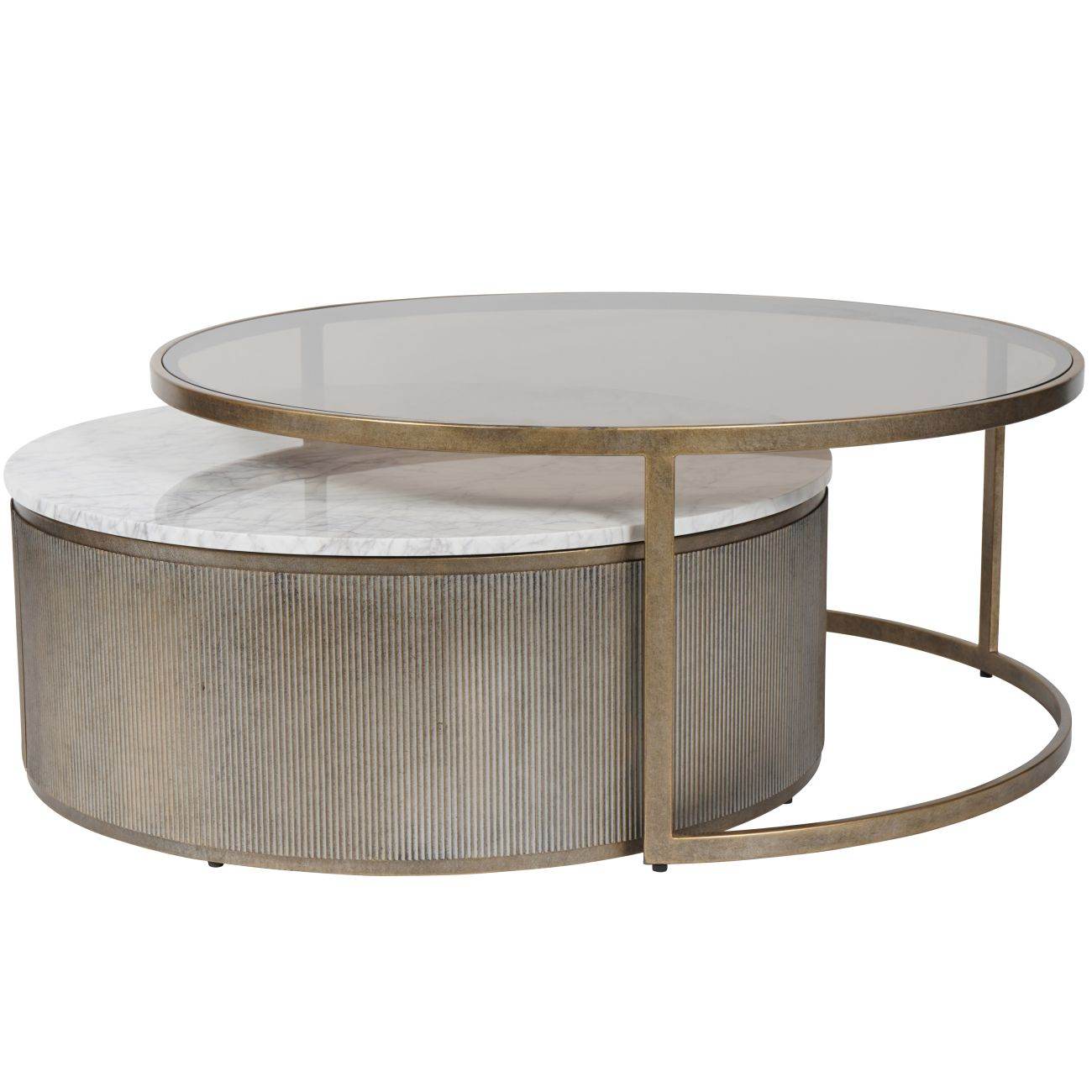 Belvedere Aged Gold Set of 2 Nesting Coffee Tables - Pak Tao
