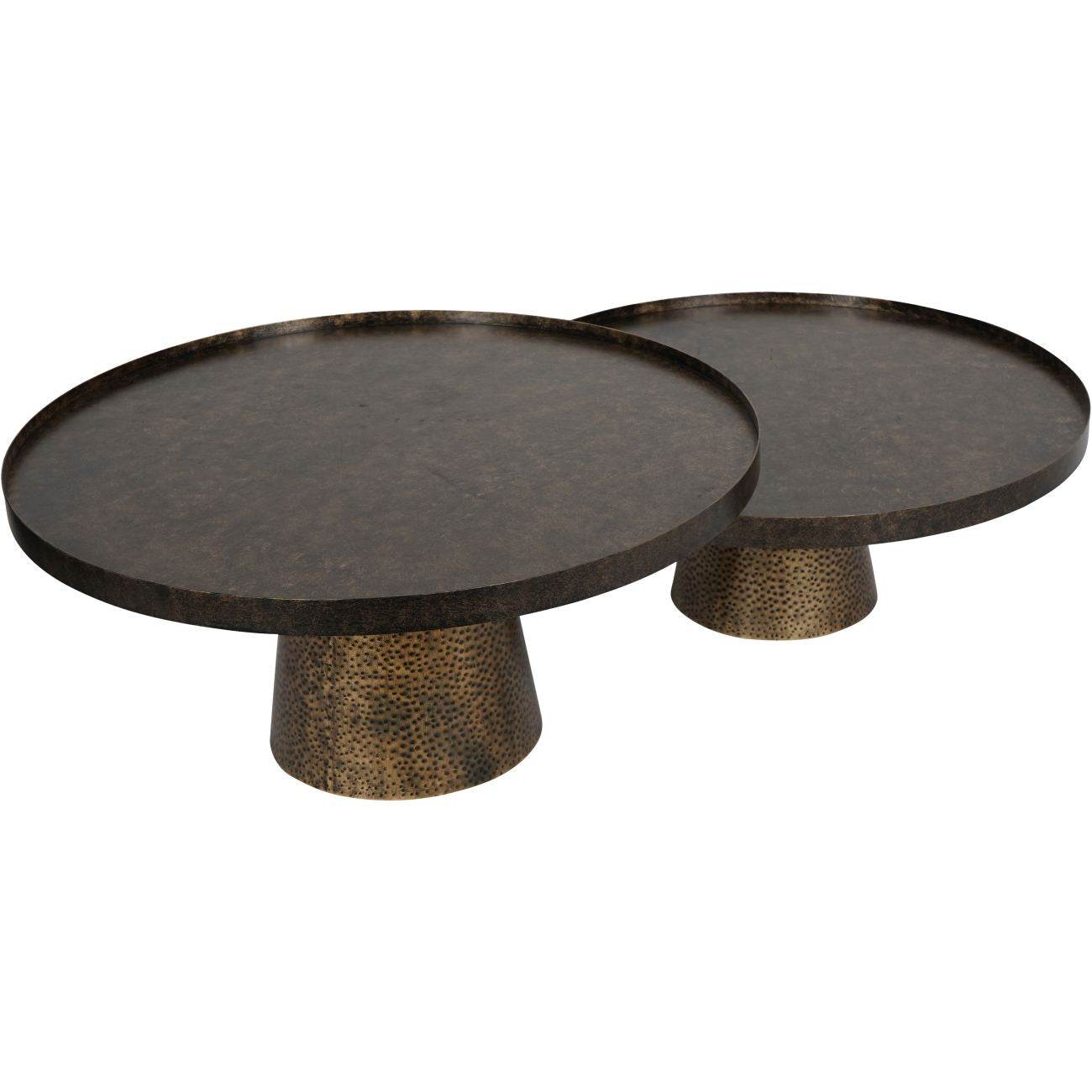 Sandbanks Rustic Antique Gold Set of 2 Iron Coffee Tables - Pak Tao