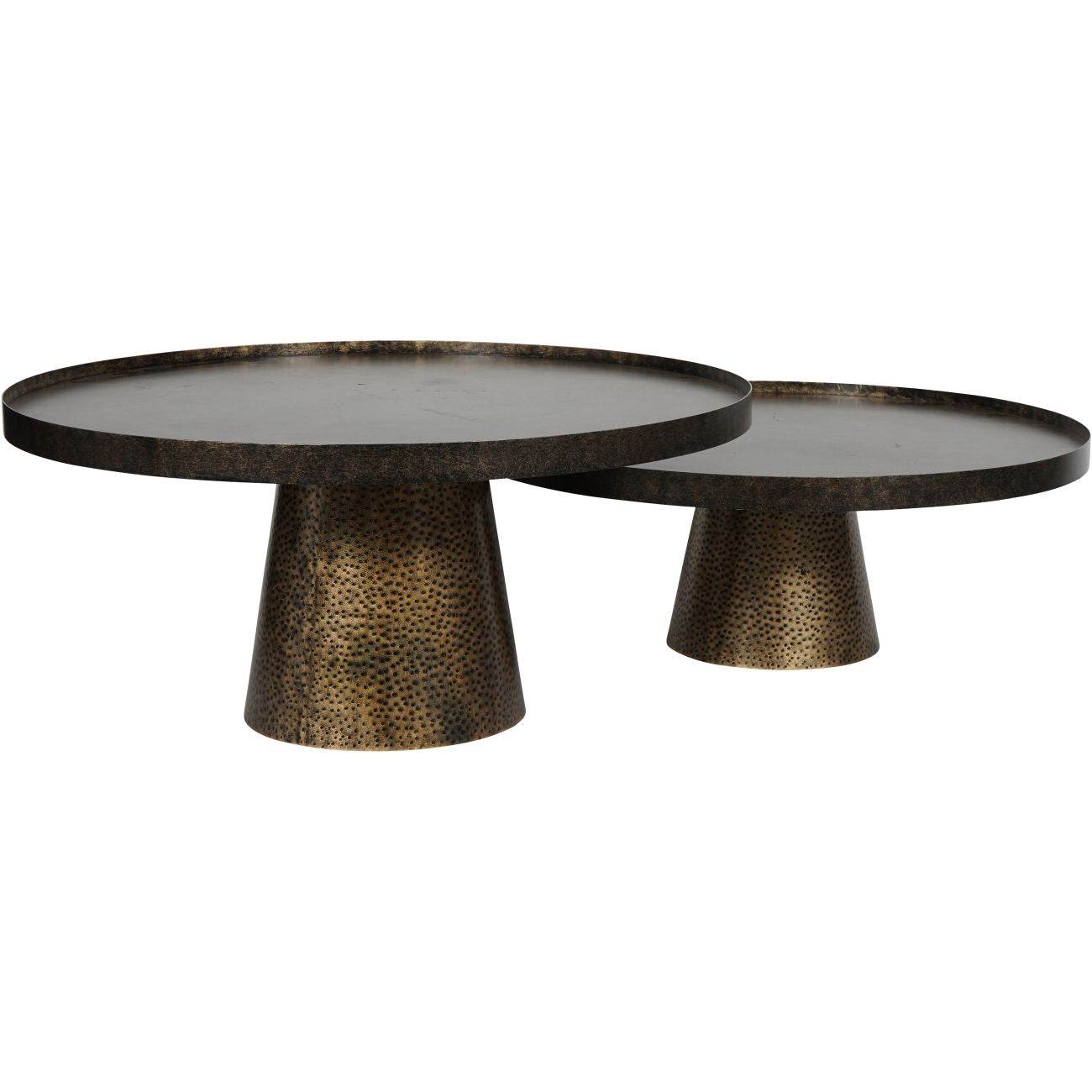 Sandbanks Rustic Antique Gold Set of 2 Iron Coffee Tables - Pak Tao