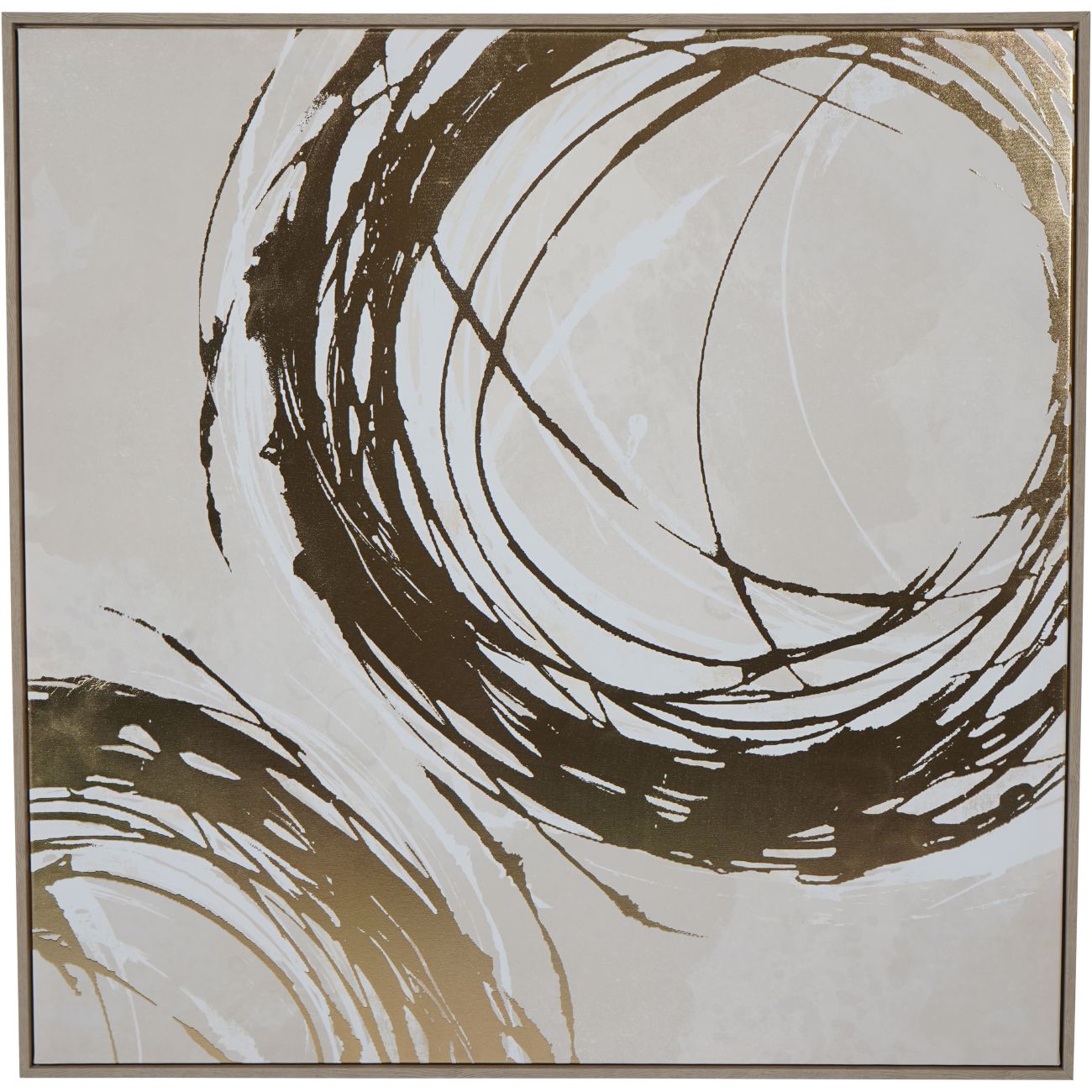Golden Foiled Circles Framed Canvas Wall Art 100x100cm