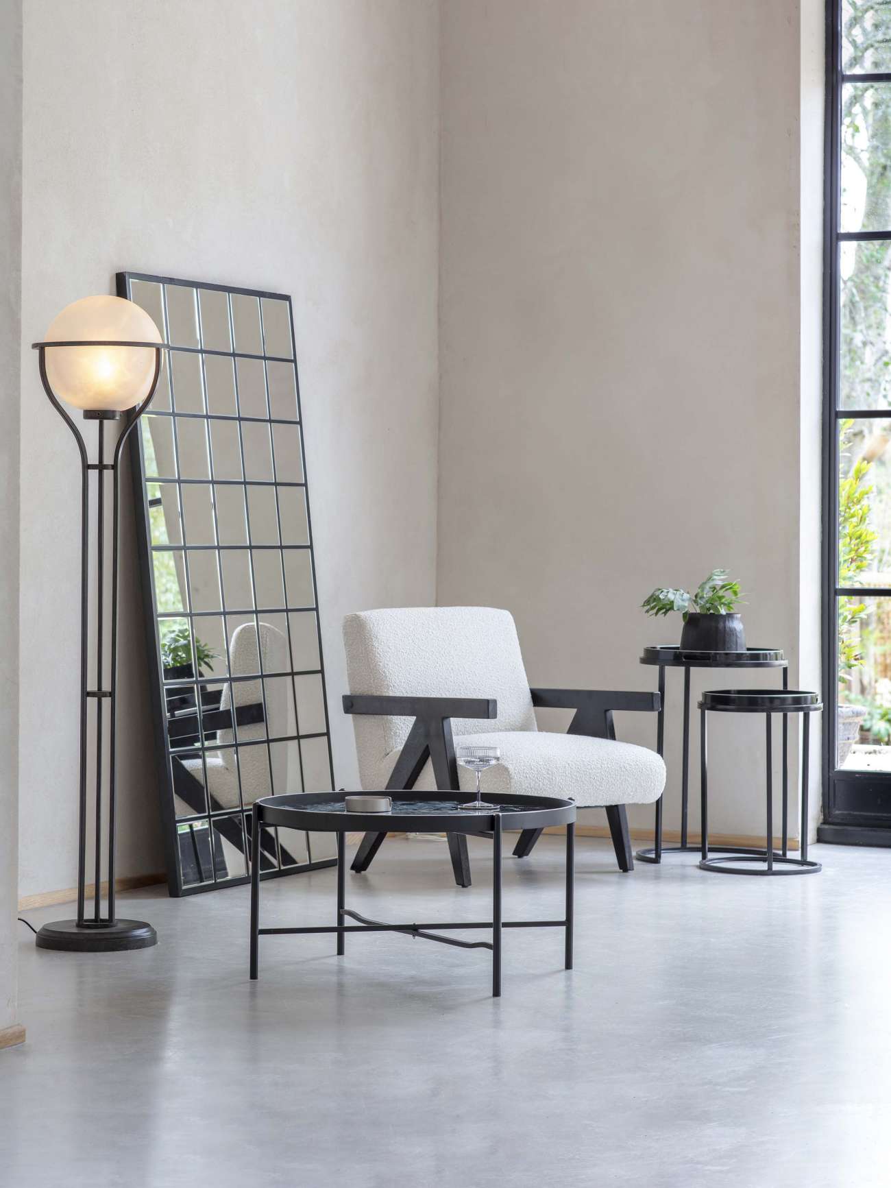 San Diego Wooden Frame Cream Boucle Armchair