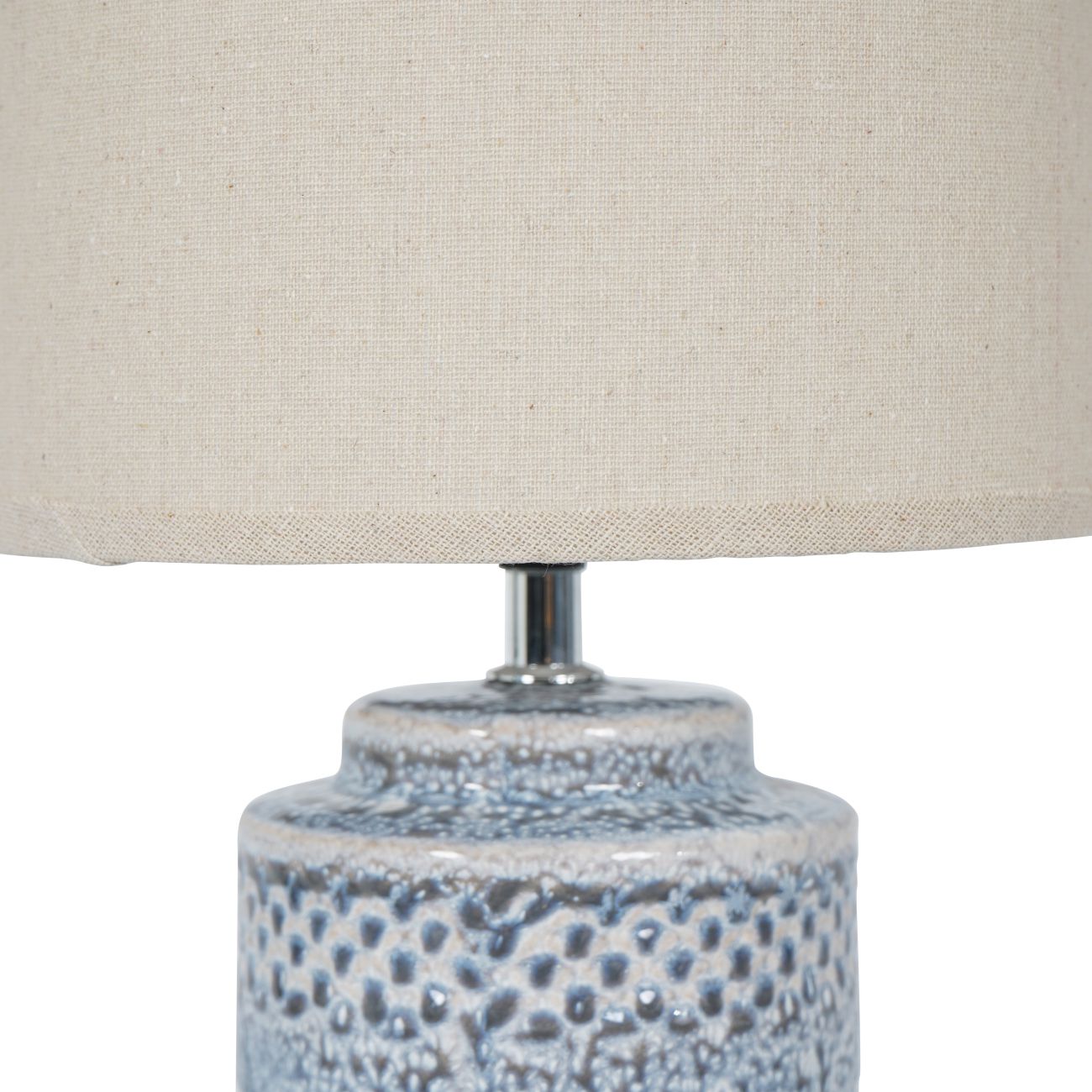 Stormy Sky Glaze Table Lamp 40cm with Cream Drum Shade