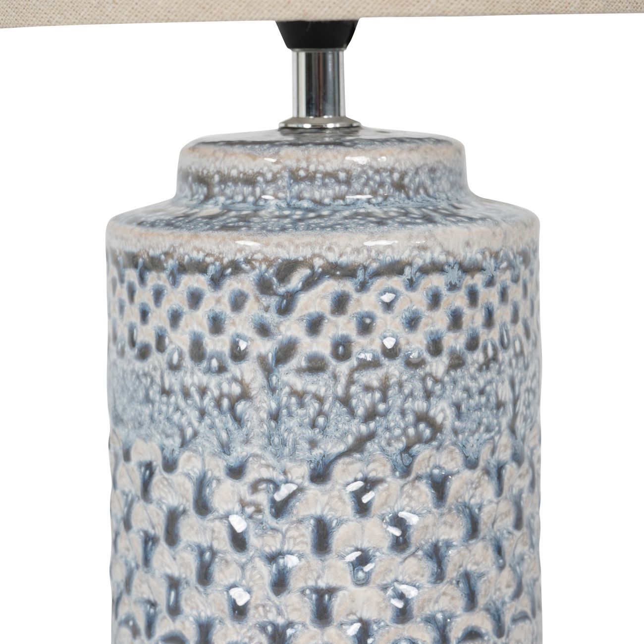 Stormy Sky Glaze Table Lamp 40cm with Cream Drum Shade