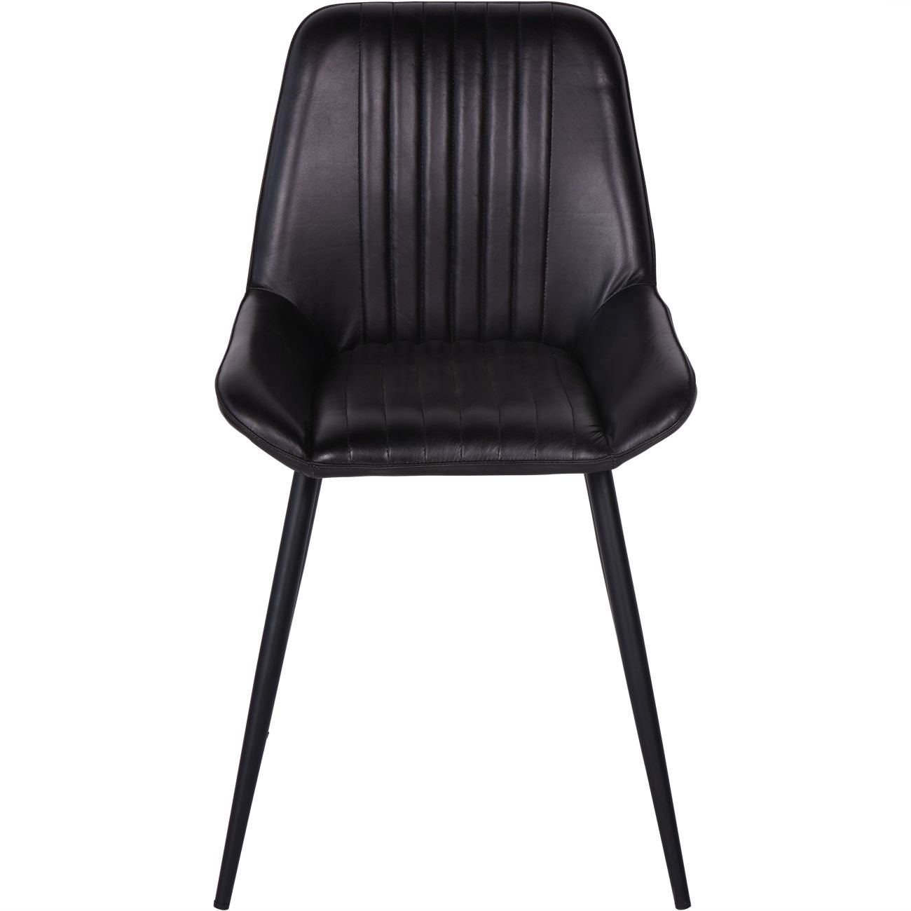 Pair of Pembroke Leather Dining Chairs in Charcoal