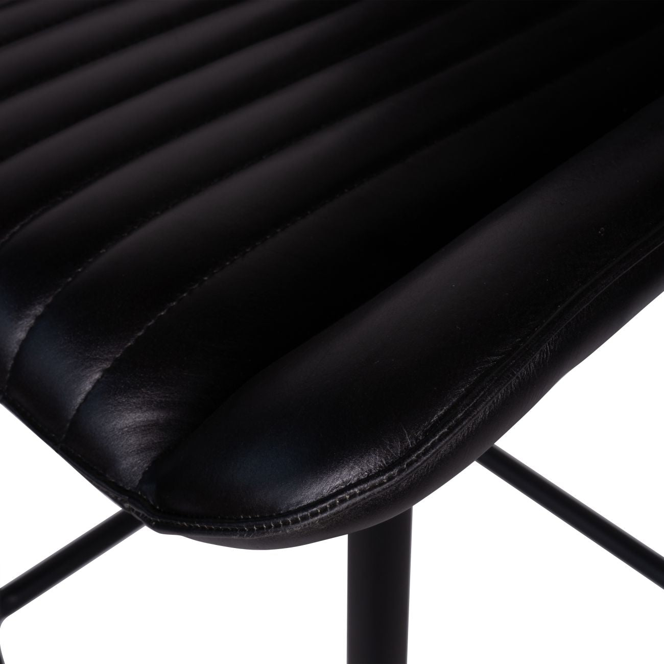 Pair of Pembroke Leather Bar Stools in Charcoal