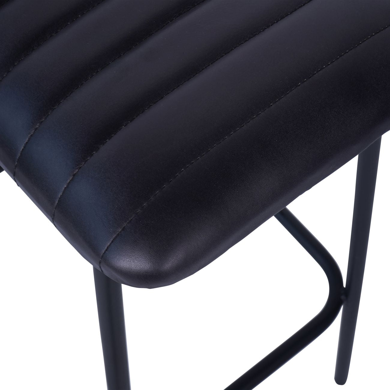 Pair of Arthur Leather Bar Stools in Charcoal