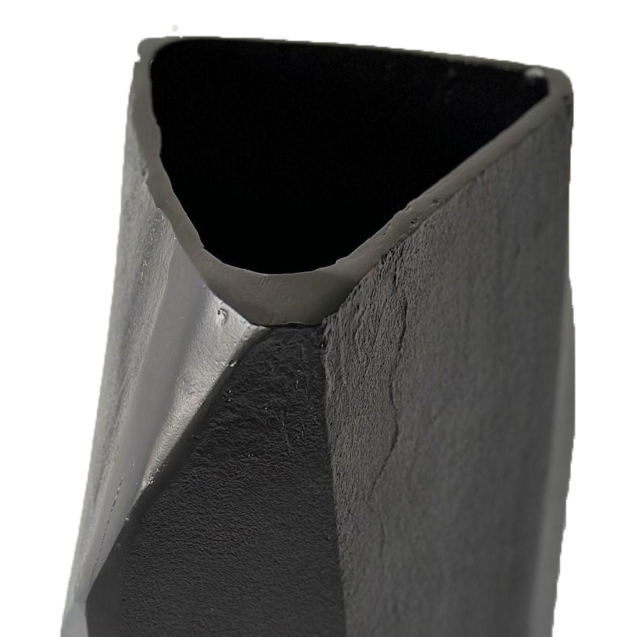Cast Aluminium Faceted Charcoal Black Vase 45cm