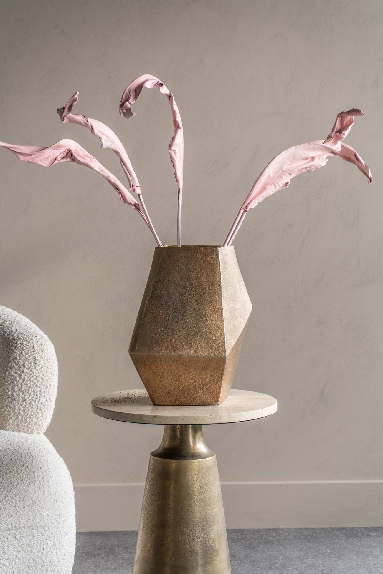Cast Aluminium Faceted Brass Antique Vase 34cm