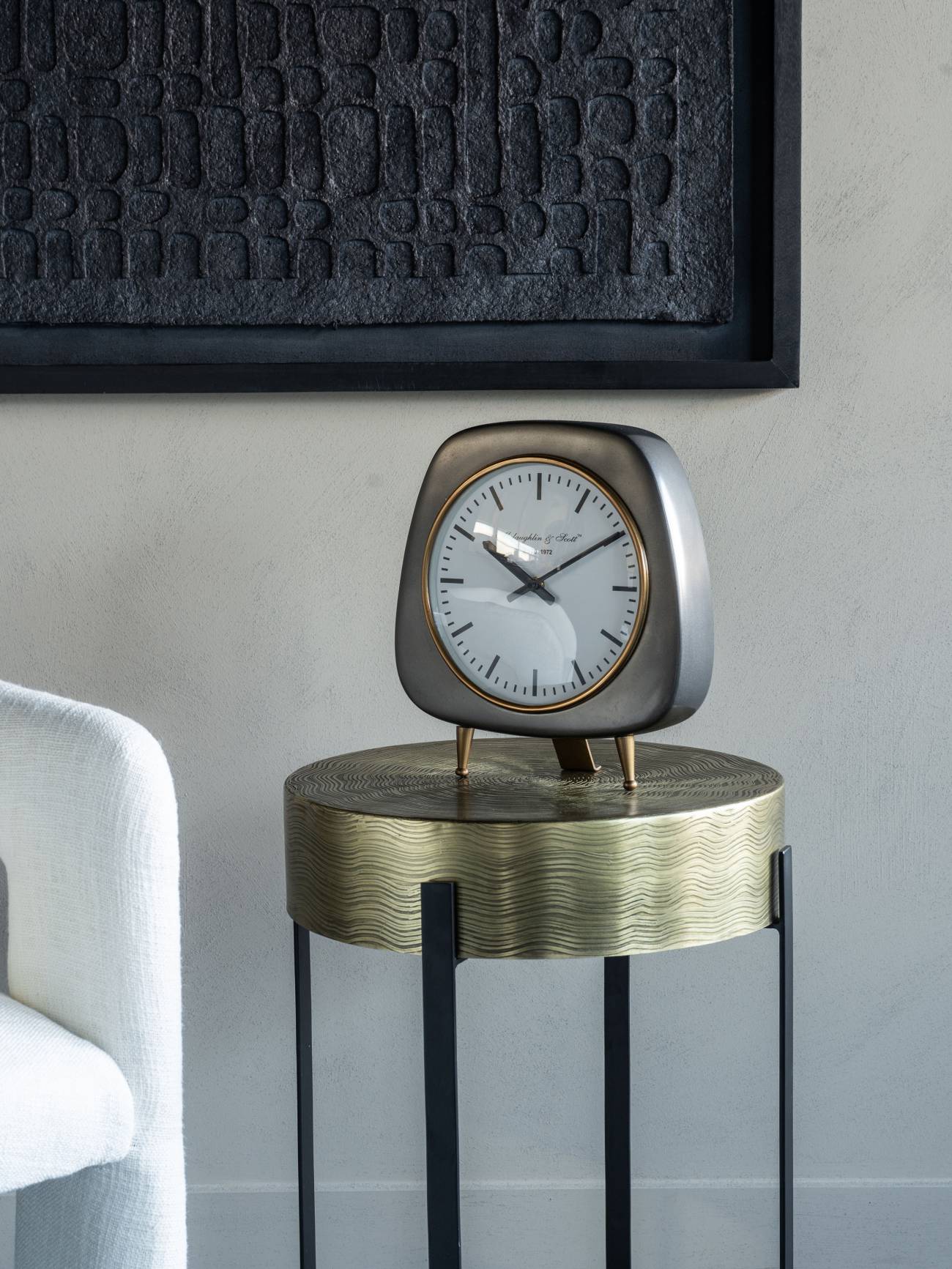 Mid Century Style Aluminium Table Clock Large 28cm