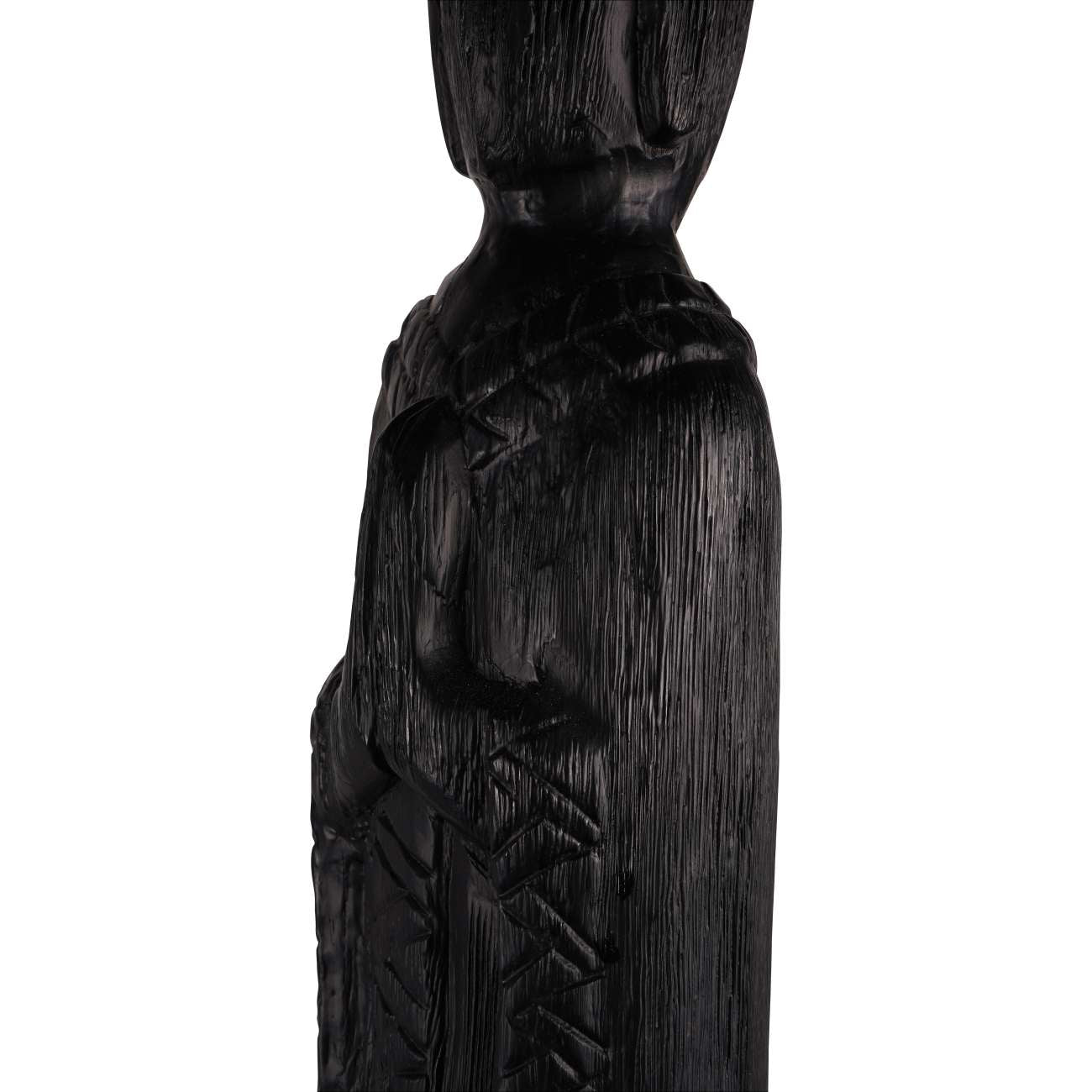 Abstract Black Burnished Standing Buddha