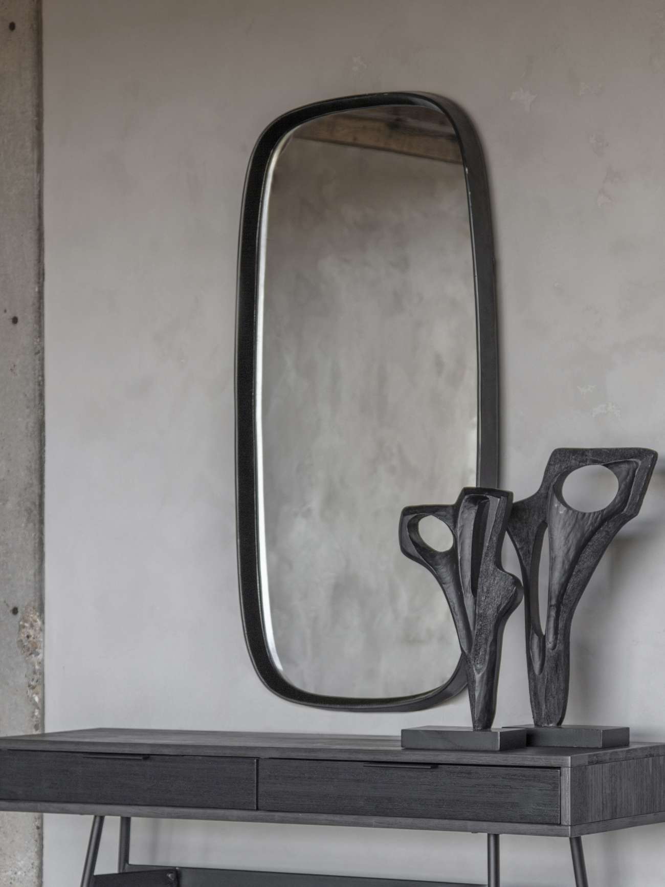 Lloyd Dark Graphite Textured Aluminium Mirror Slim