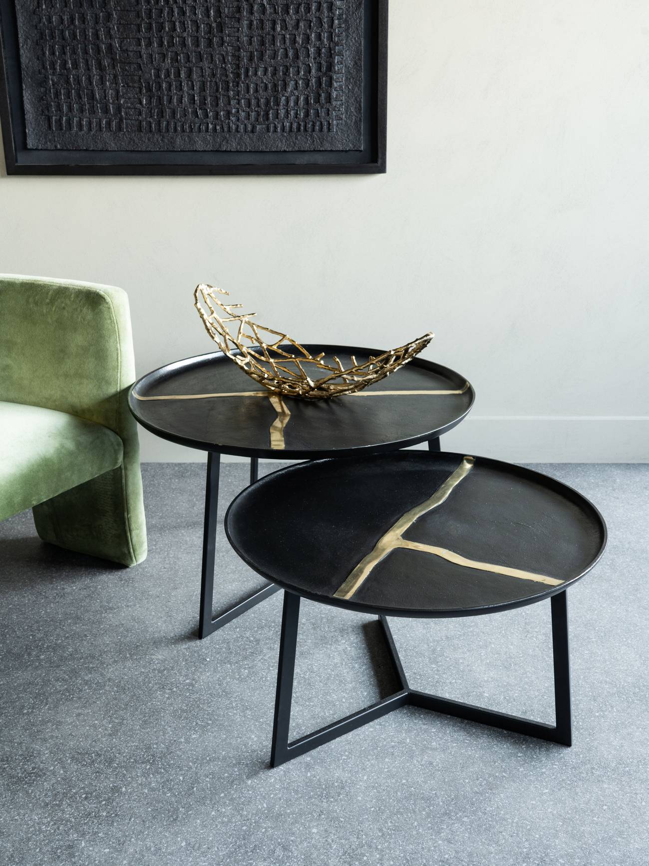 Arizona Set of Two Textured Aluminium Coffee Tables