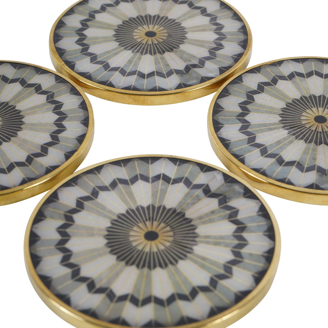 Black Circular Design Set of 4 Coasters