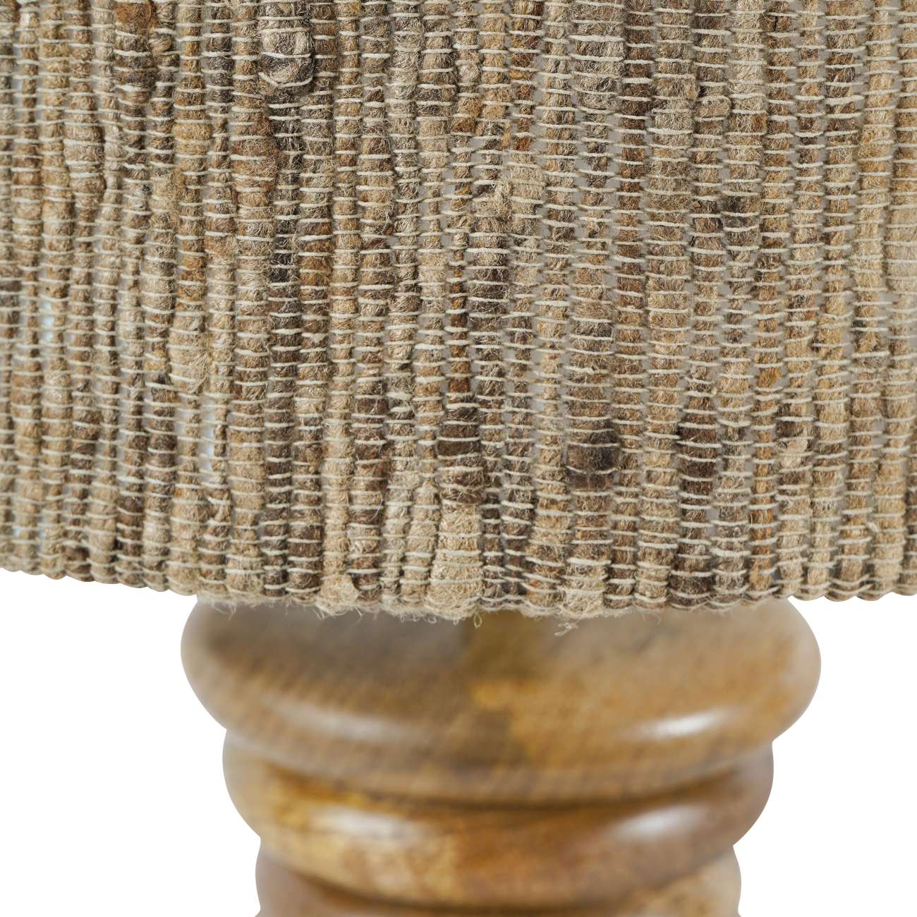 Leon Solid Wood Table Lamp with Silk Jute Shade Large