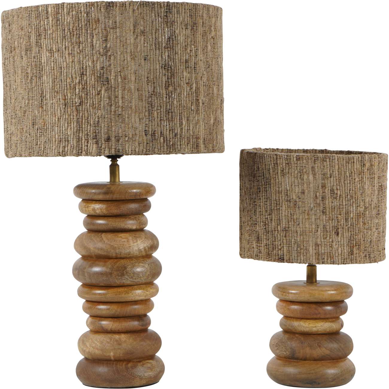 Leon Solid Wood Table Lamp with Silk Jute Shade Large