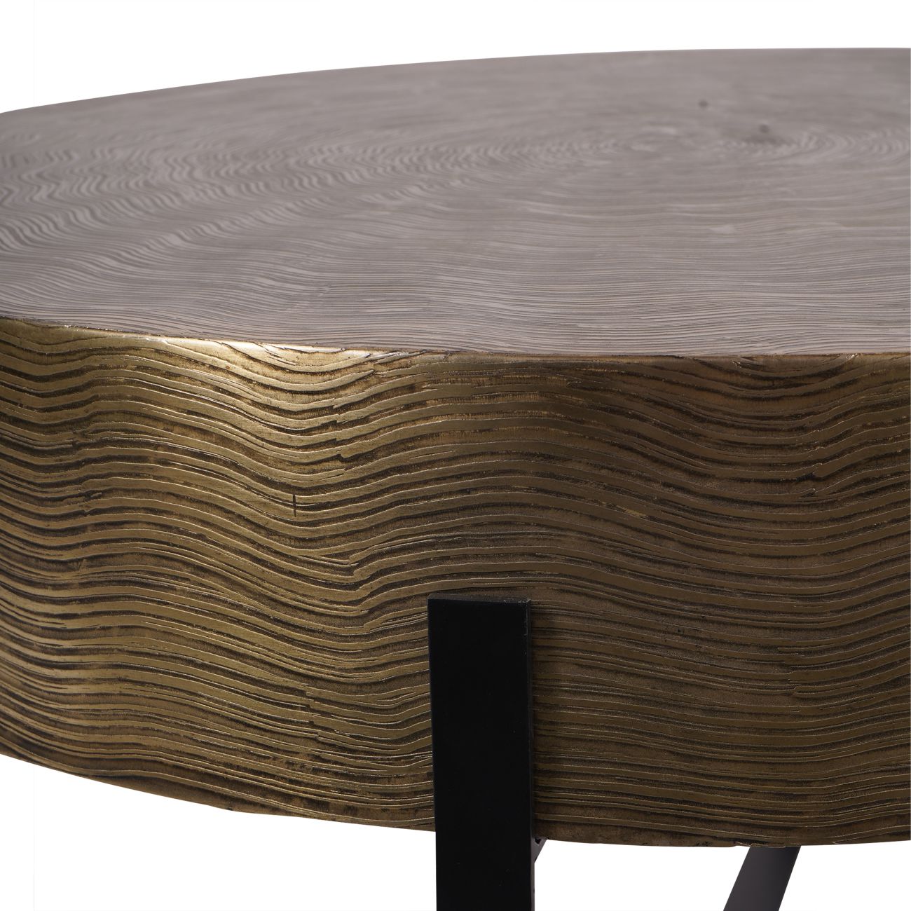 Santa Cruz Etched Brass Finish Coffee Table 82cm