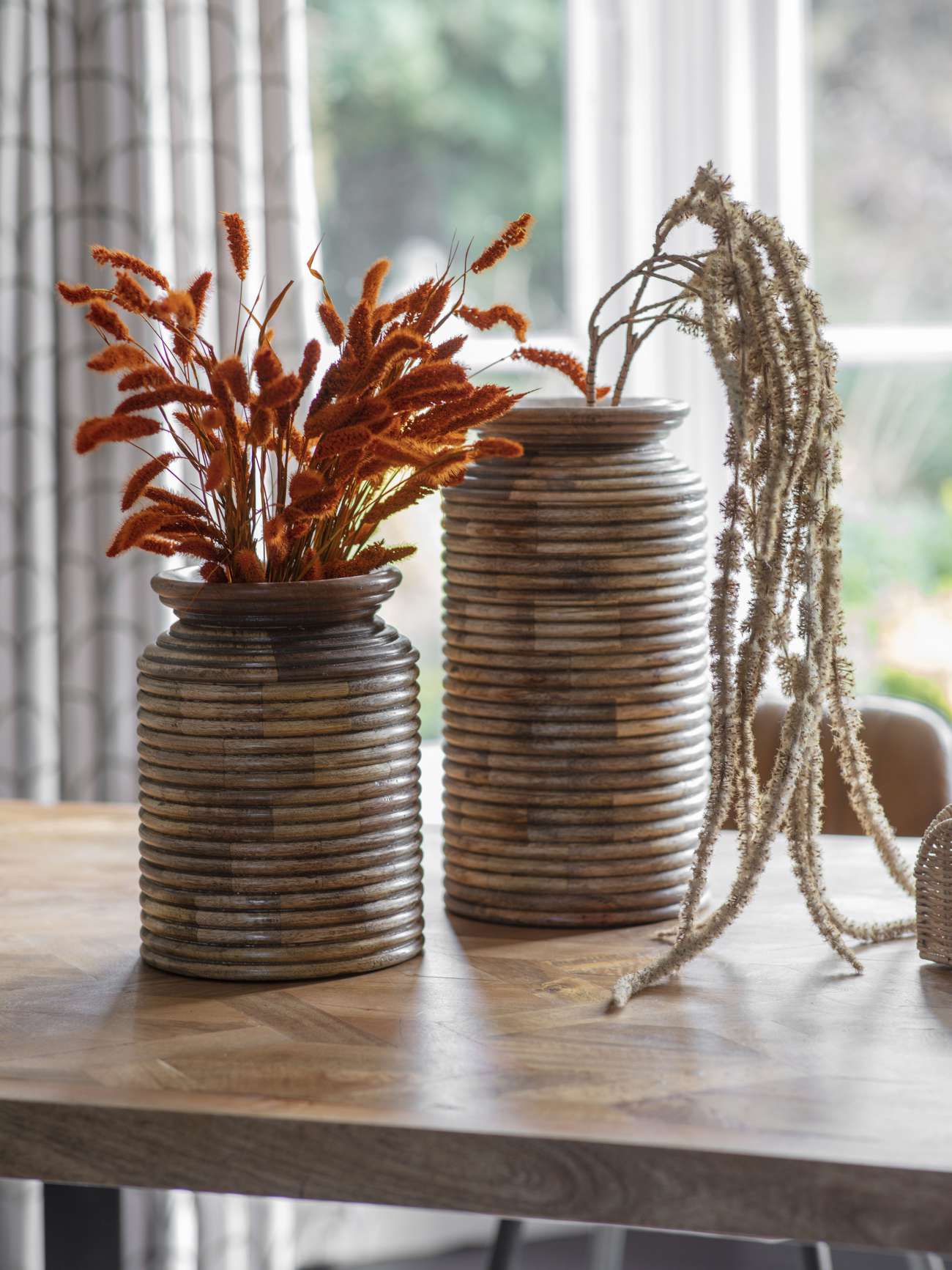 Leon Solid Wood Vase Set of 2