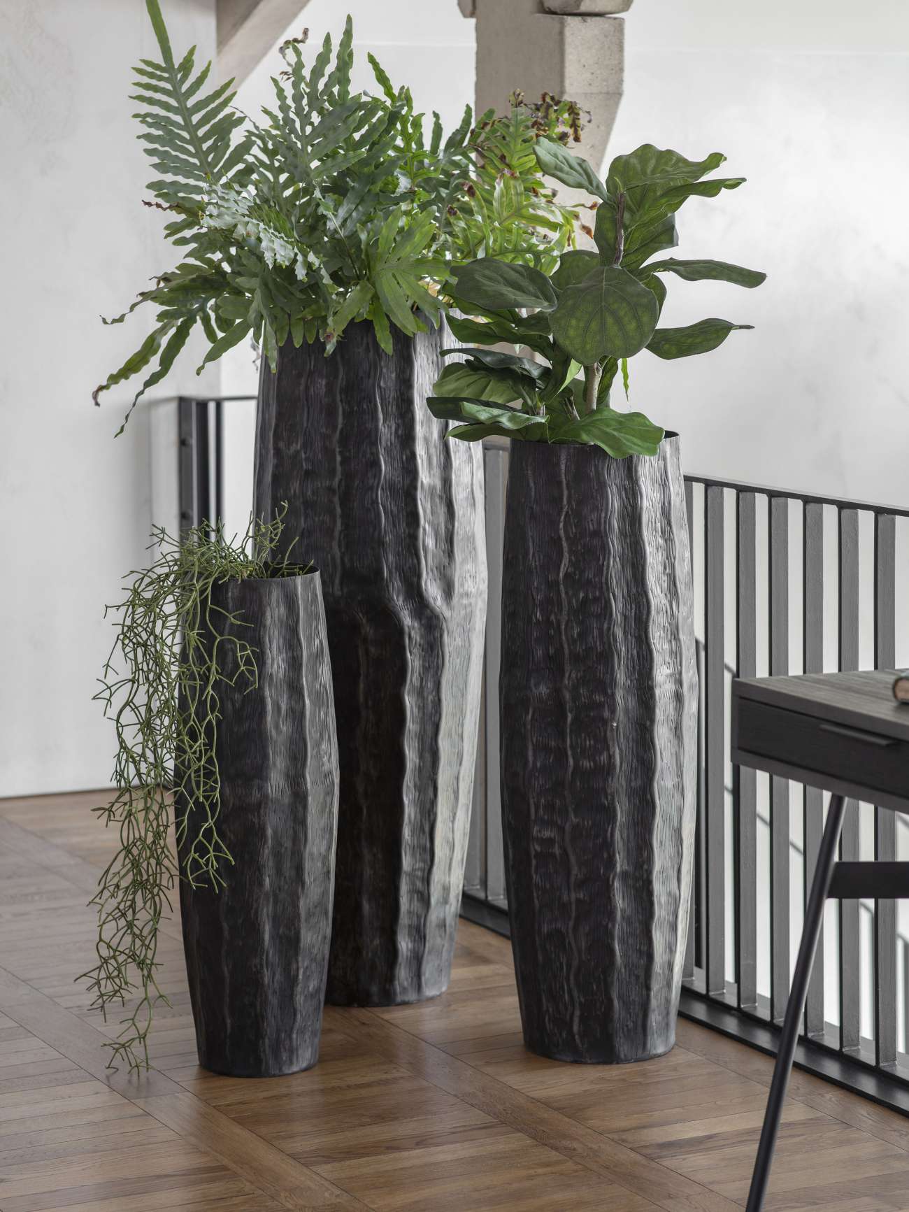 Holland Planters Set of Three Antique Pewter